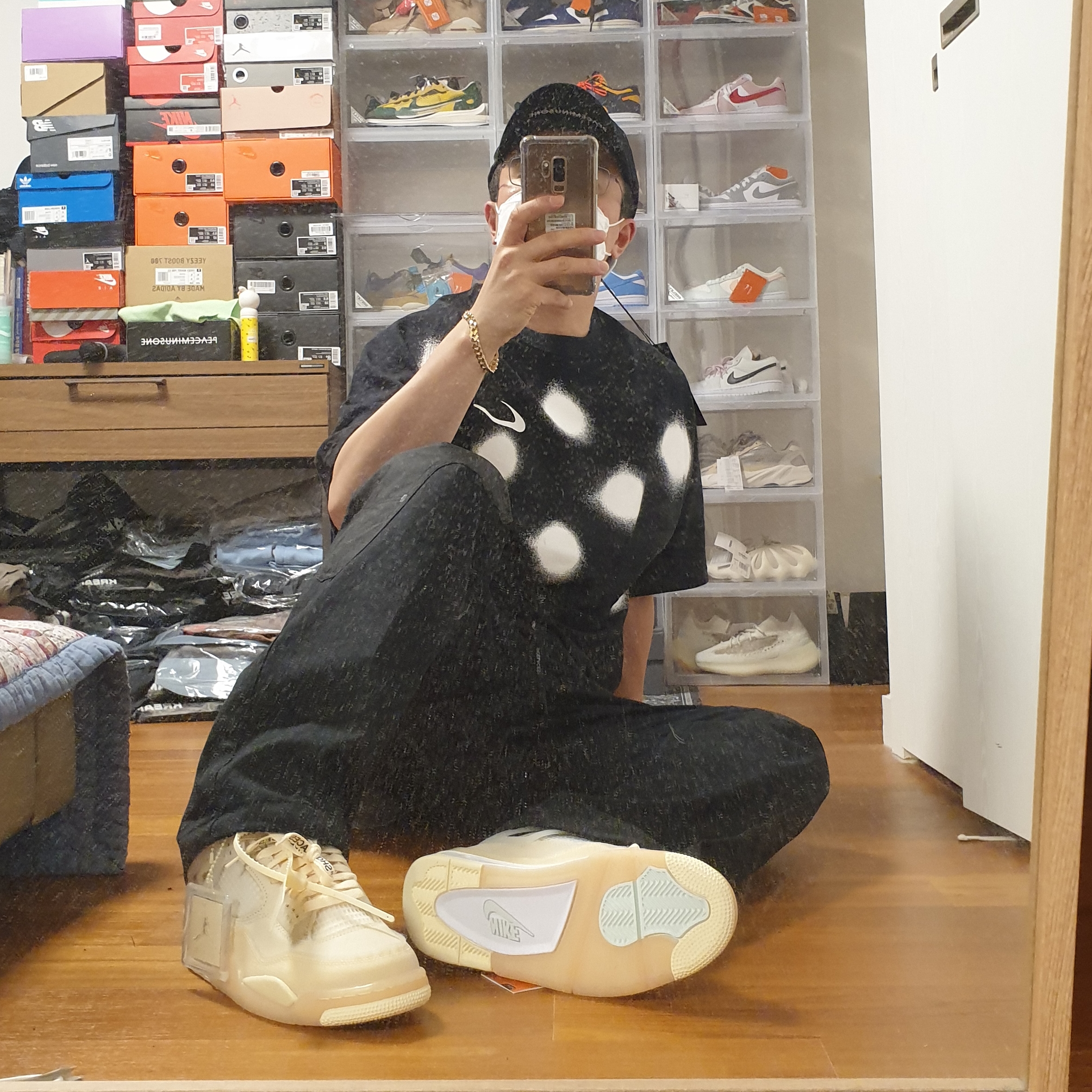 Nike x Off-White NRG Short Sleeve T-Shirt Black, Nike x Off-White NRG Pants Black 착용 스타일 - 4