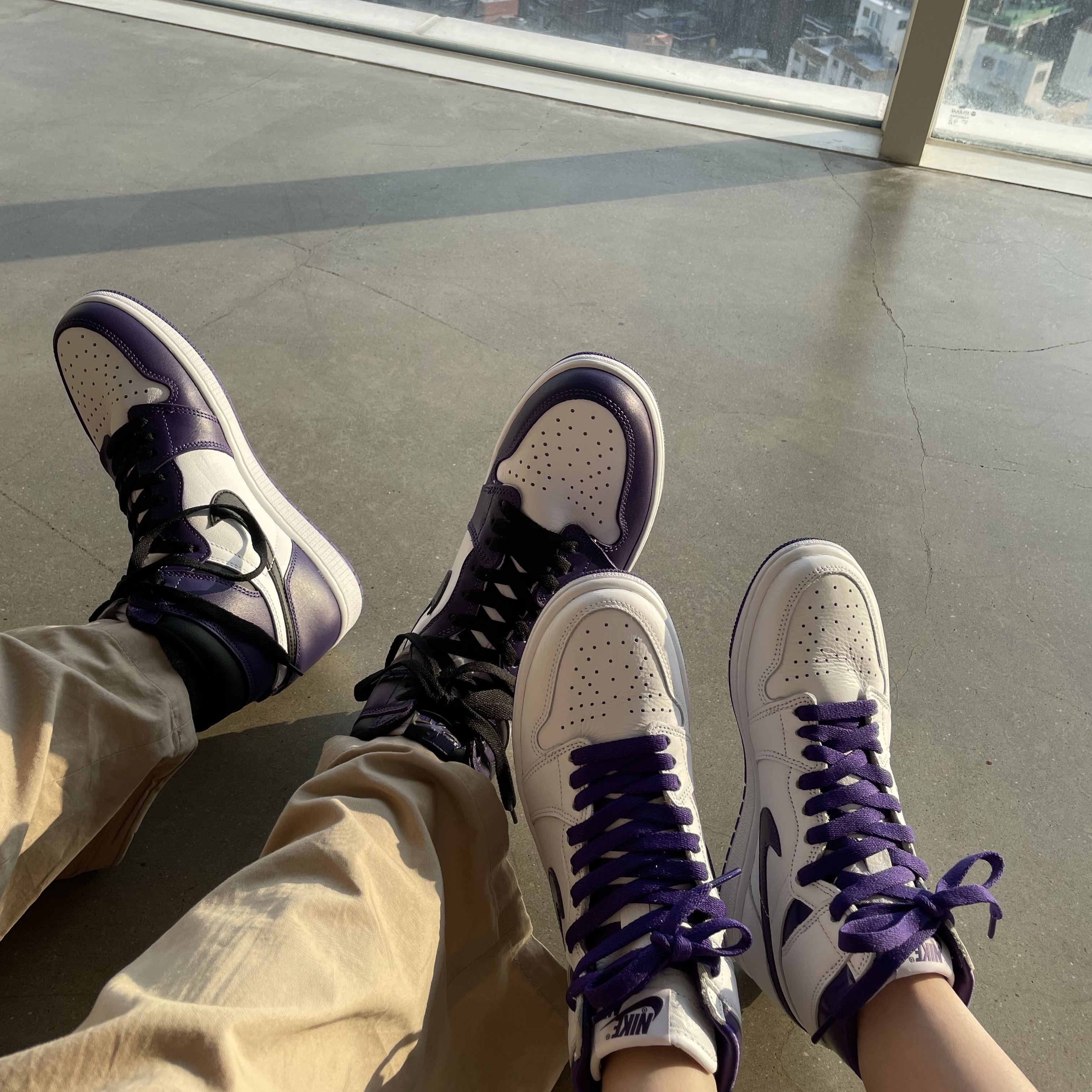 Jordan 1 Retro High OG Court Purple 2020, (W) Jordan 1 High OG Court Purple 착용 스타일