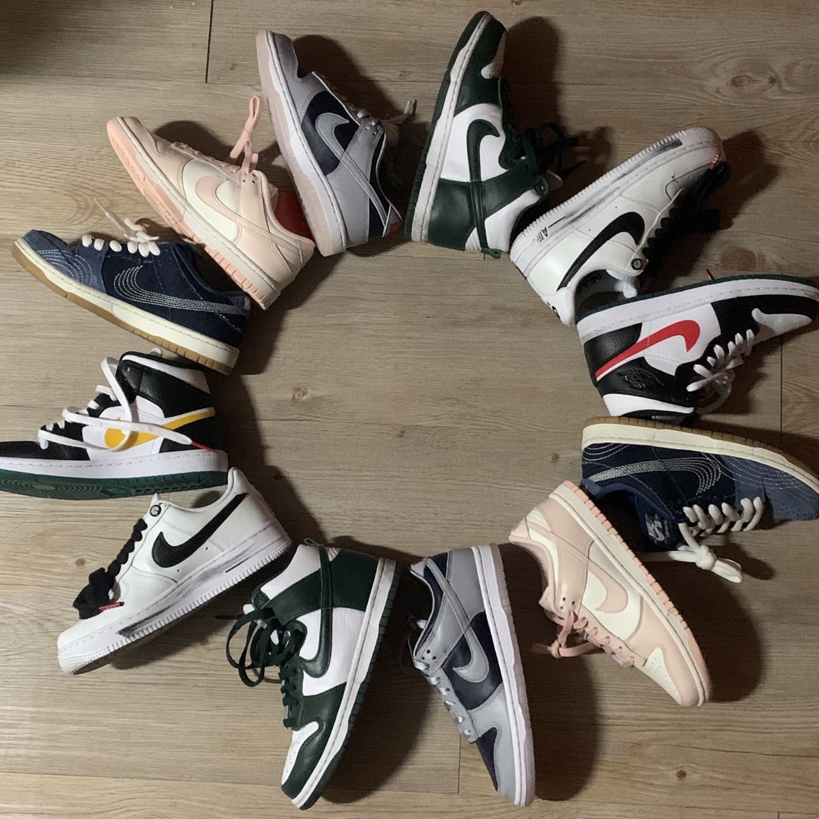 (W) Nike Dunk Low SP College Navy, (W) Nike Dunk Low Orange Pearl 착용 스타일