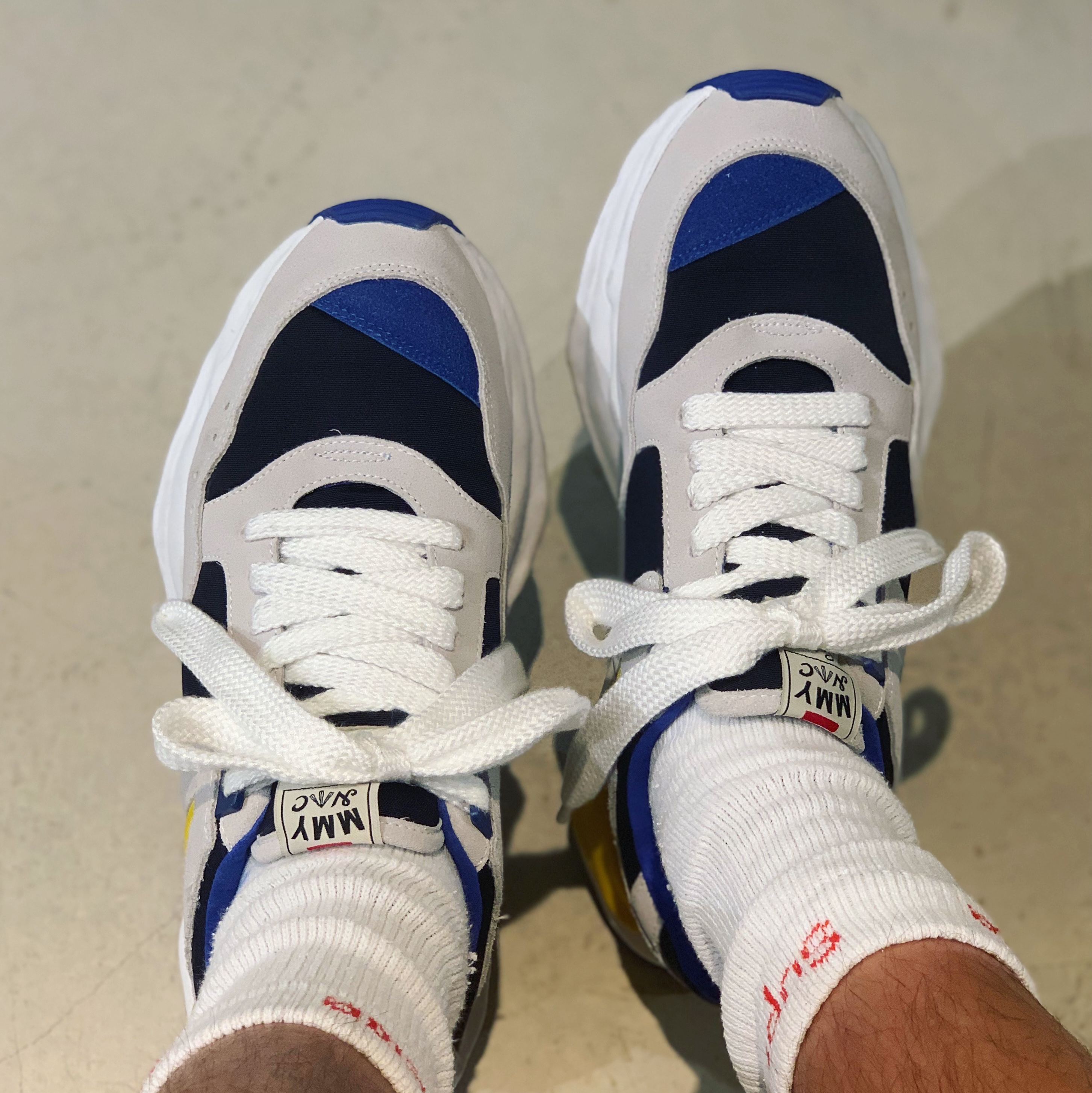 Maison Mihara Yasuhiro x Nigel Cabourn FR Army Sneakers Navy, Nike Waffle One Infinite Lilac 착용 스타일 - 2