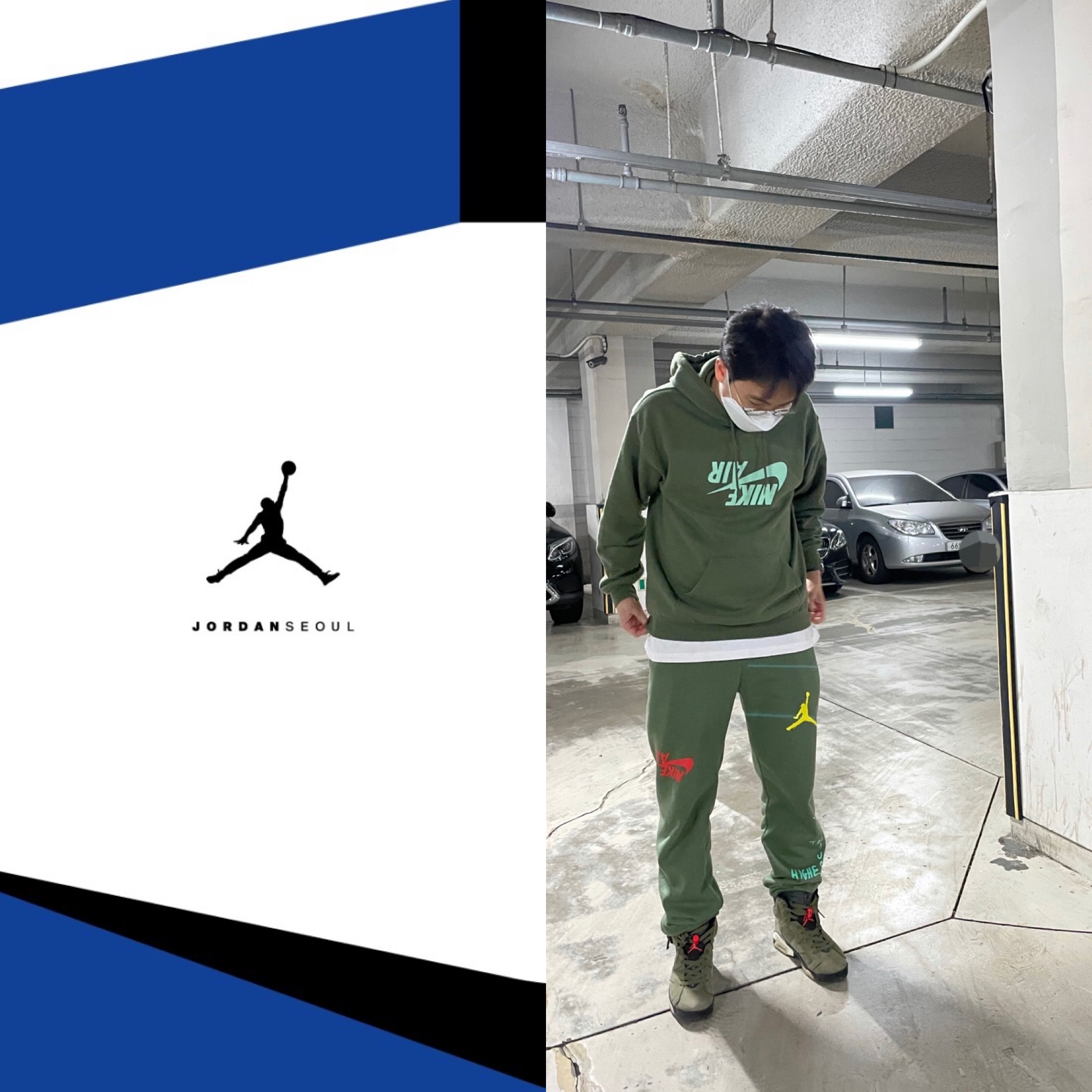 Jordan 6 x Travis Scott Retro Olive 착용 스타일