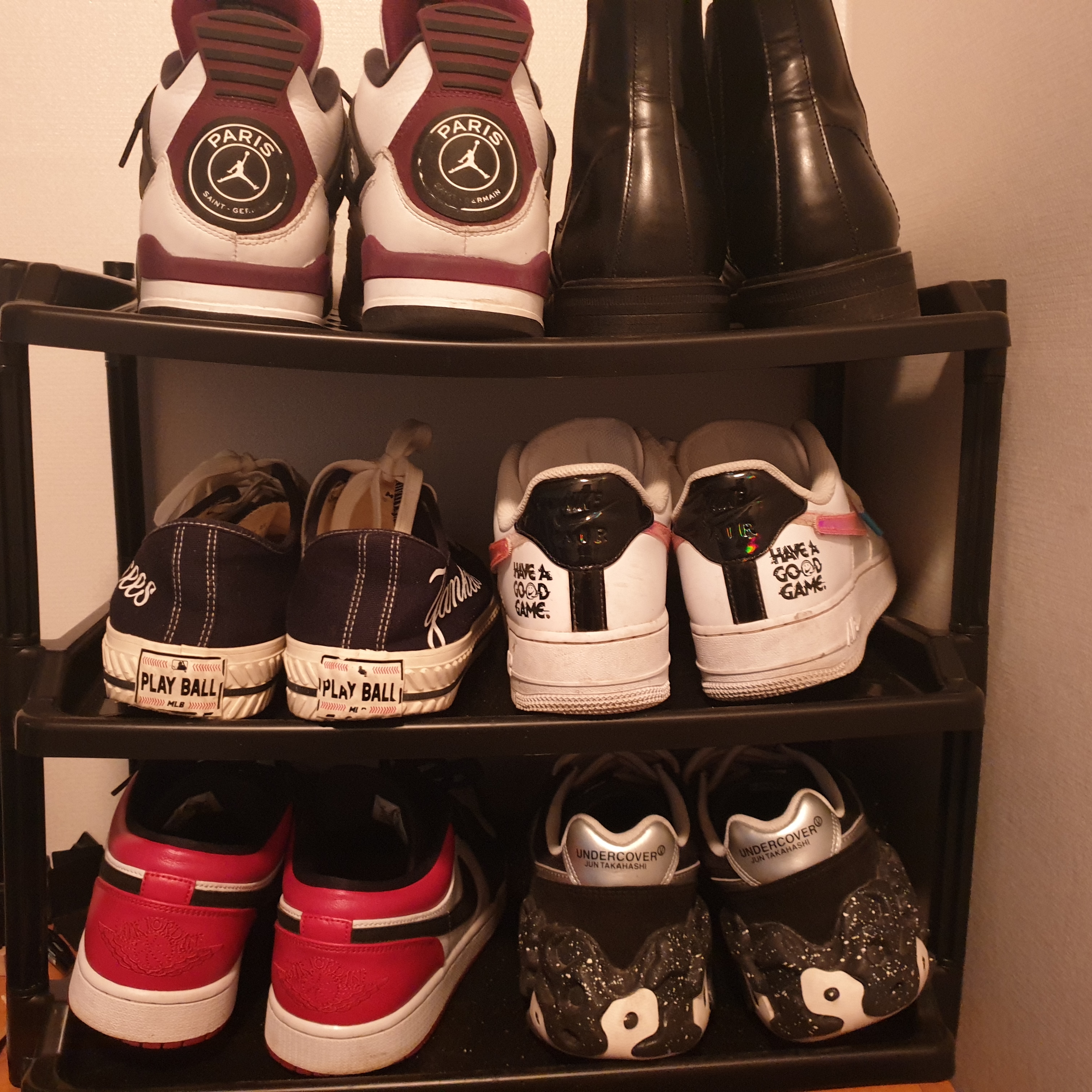 Jordan 1 Low Black Toe, Nike x Undercover Overbreak SP Black 착용 스타일 - 1