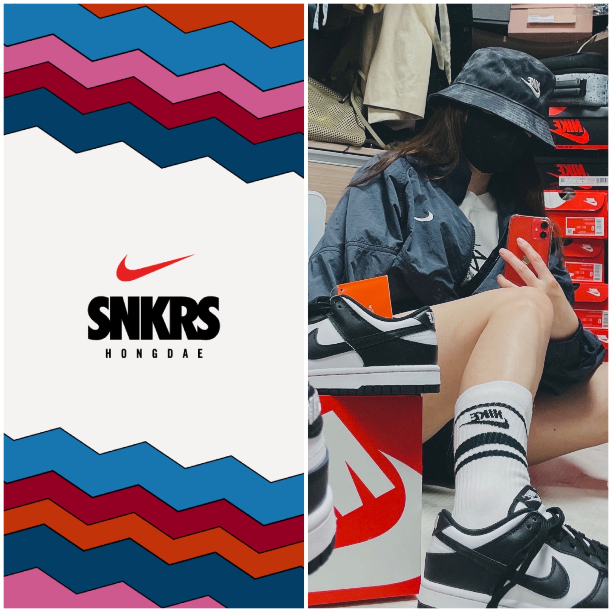 (W) Nike Dunk Low Black 착용 스타일 - 1
