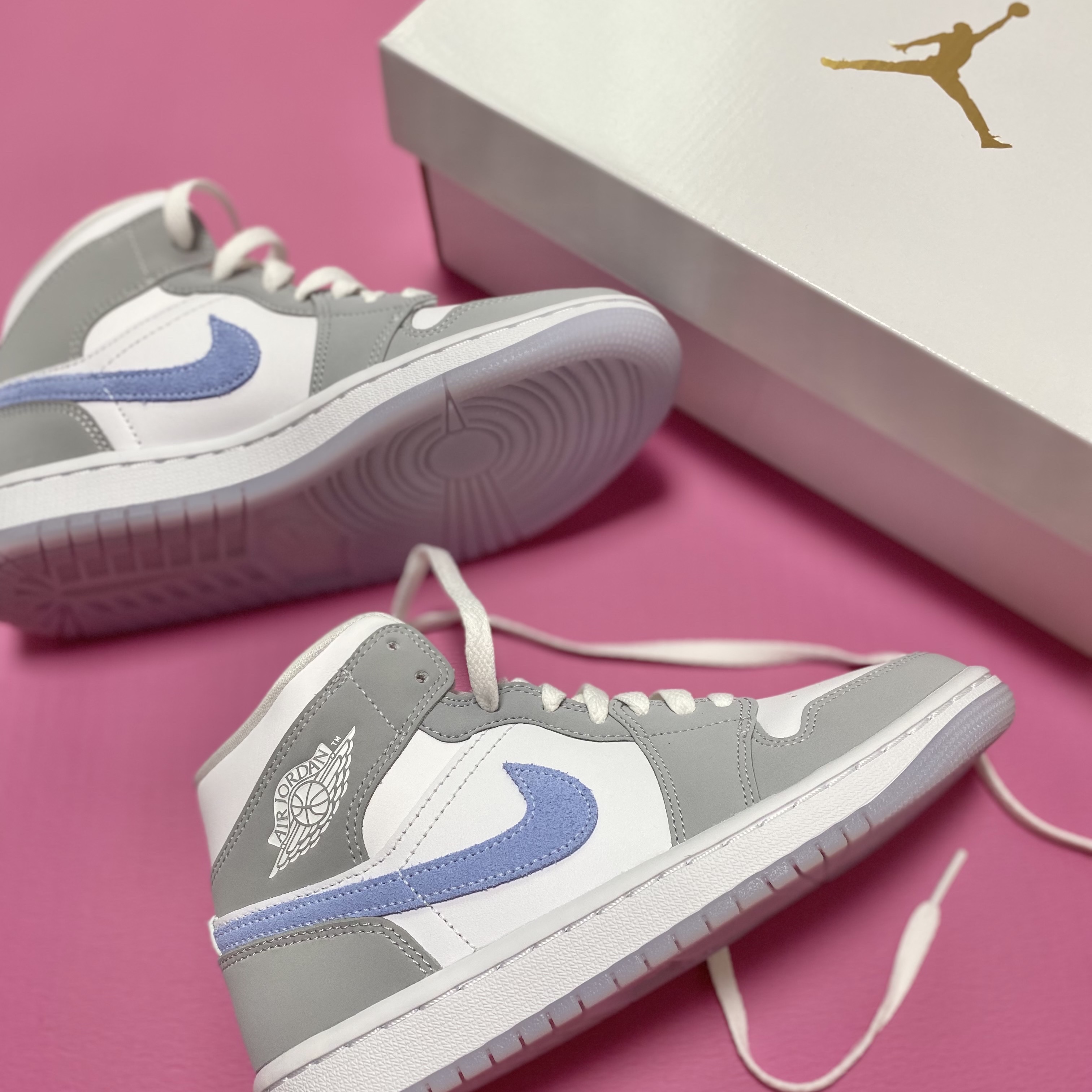 (W) Jordan 1 Mid Wolf Grey 착용 스타일 - 5