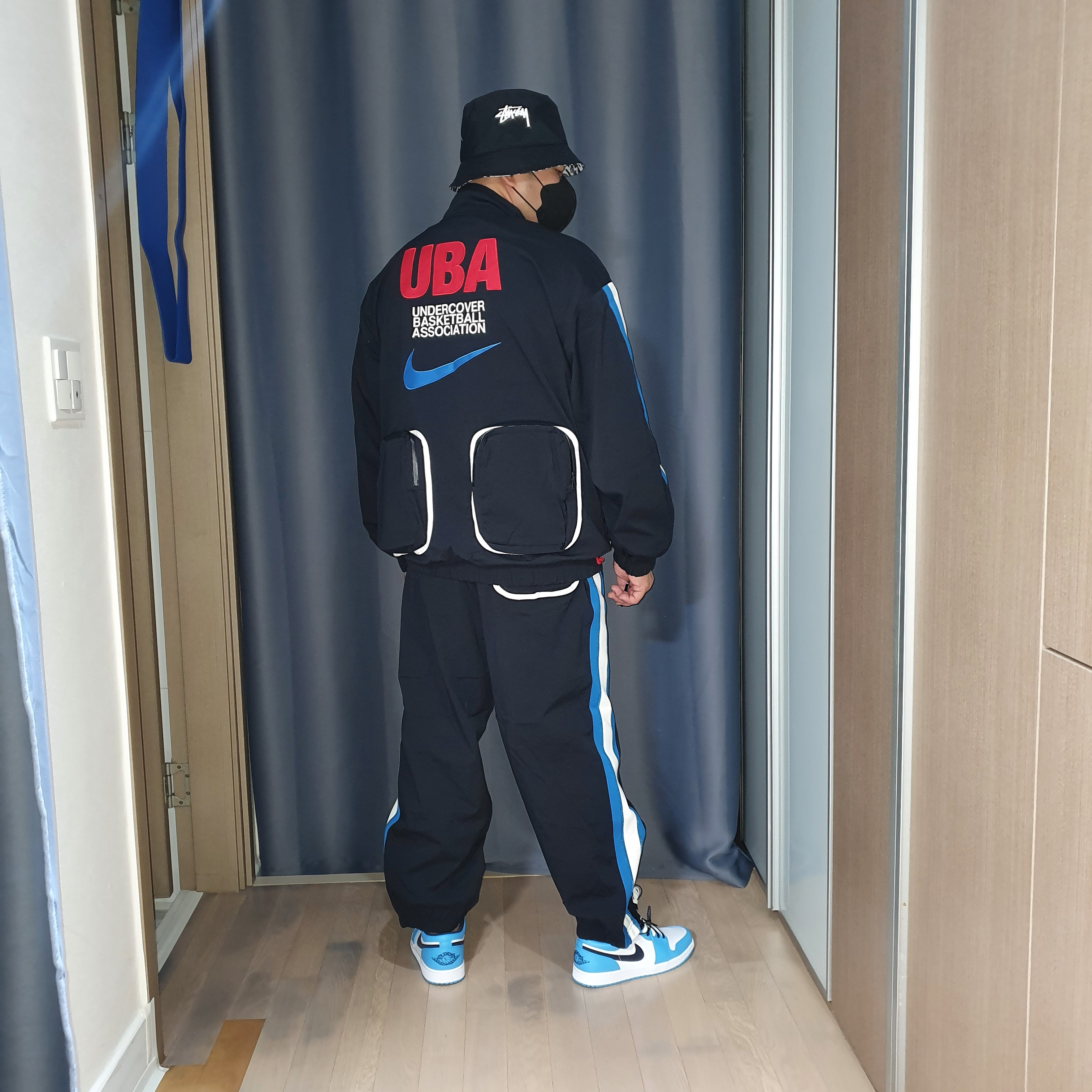 Nike x Undercover NRG Track Suit Black - Asia, Jordan 1 Low Dark Powder Blue 착용 스타일 - 4