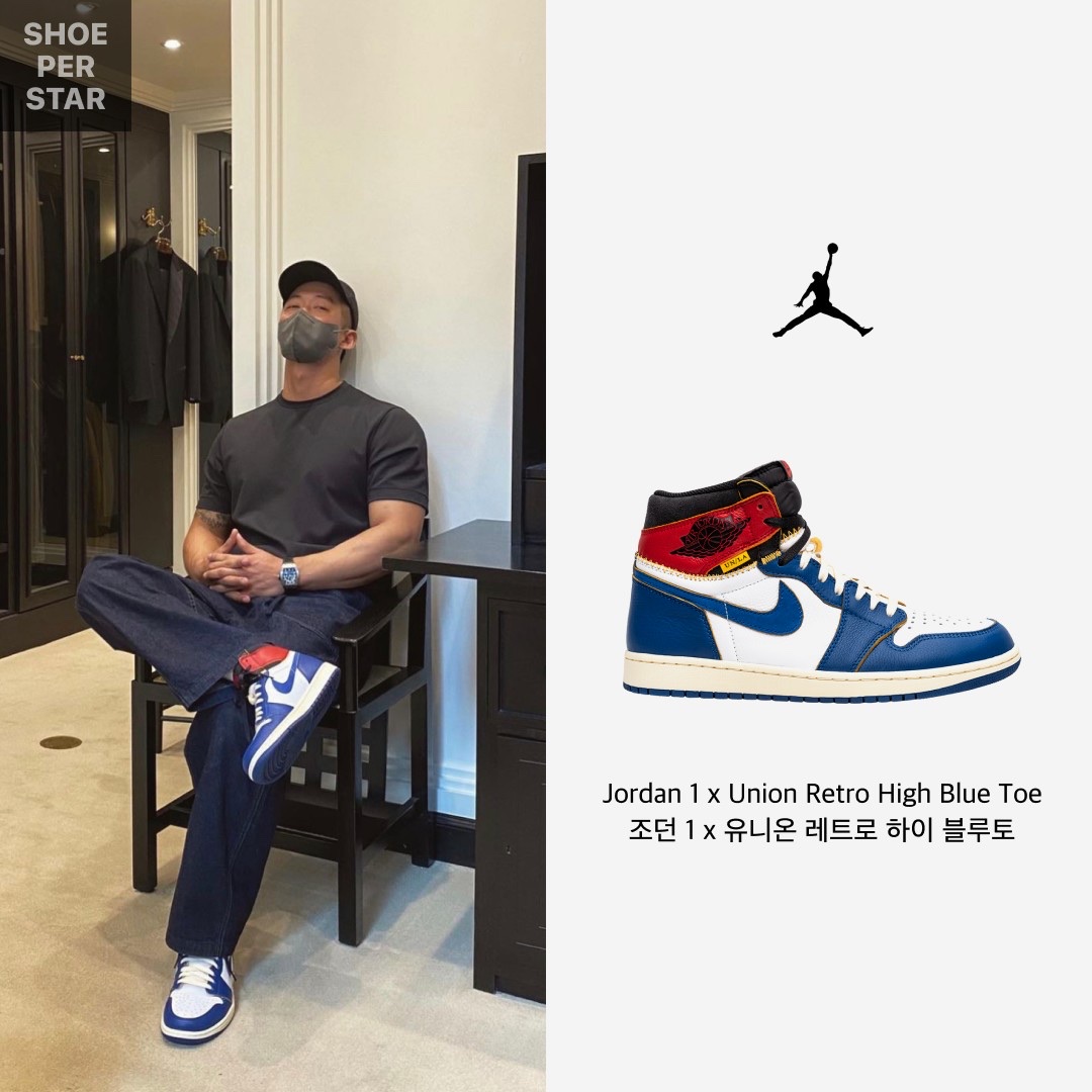 Jordan 1 x Union Retro High Blue Toe 착용 스타일 - 1