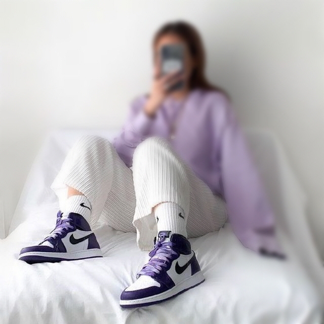 (GS) Jordan 1 Retro High OG Court Purple 2020 착용 스타일 - 5