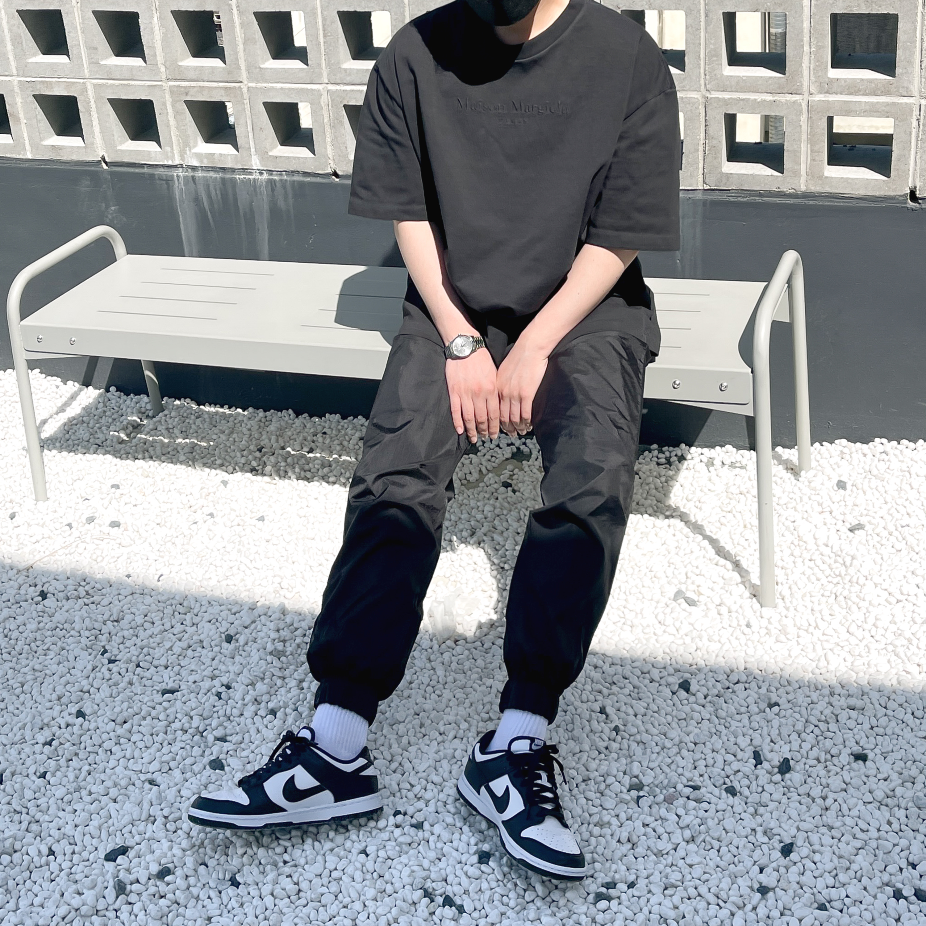 Nike Dunk Low Retro Black, (W) Nike Dunk Low Black 착용 스타일 - 1