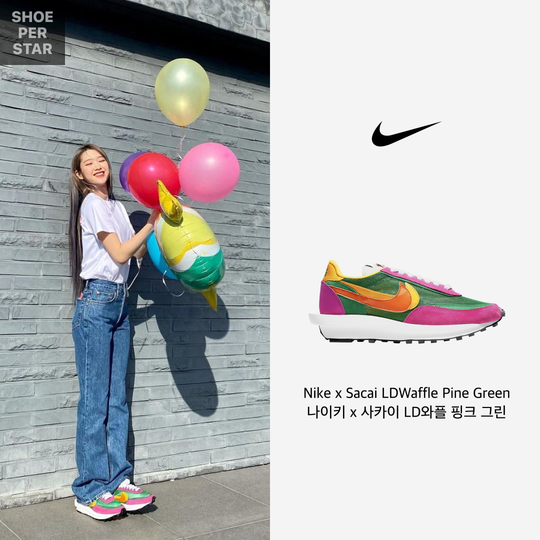 Nike x Sacai LDWaffle Pine Green 착용 스타일 - 1