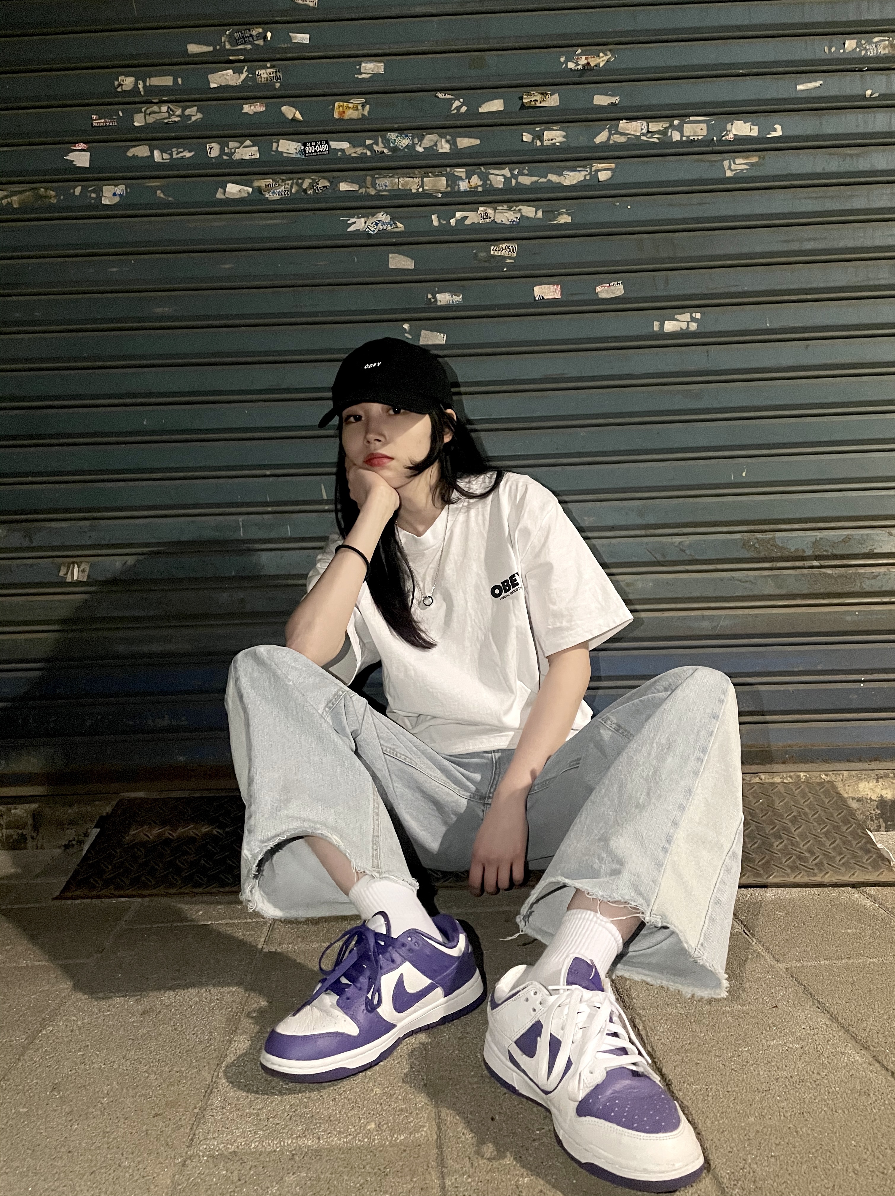 (W) Nike Dunk Low SE Flip 착용 스타일 - 1