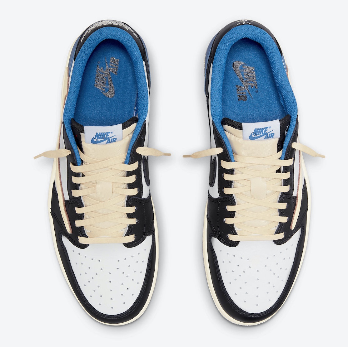 Jordan 1 x Travis Scott x Fragment Retro High OG SP Military Blue, Jordan 1 x Travis Scott x Fragment Retro Low OG SP Military Blue 착용 스타일 - 4