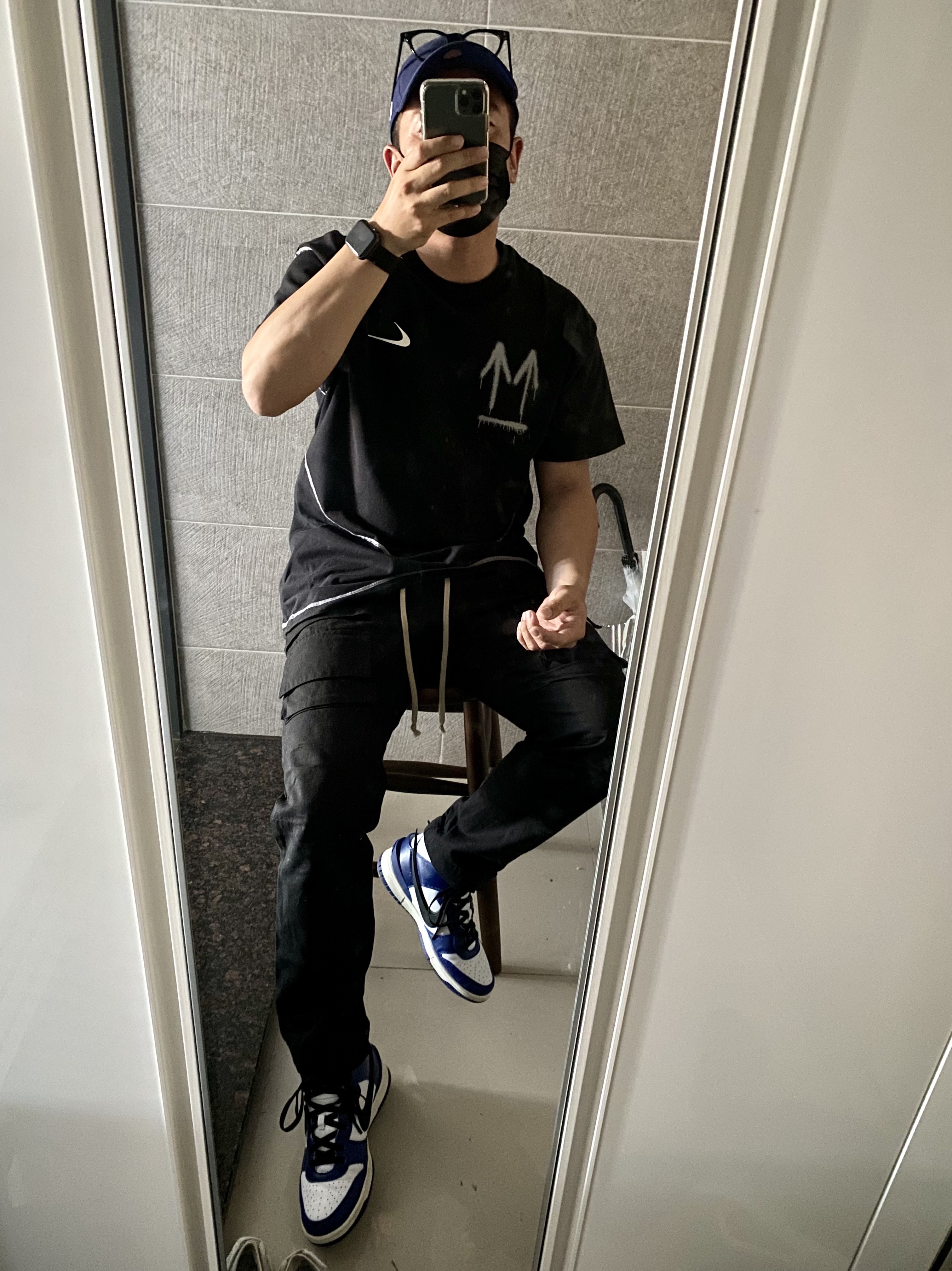 Nike x Off-White NRG RU Short Sleeve T-Shirt, Nike x Ambush Dunk High Deep Royal Blue 착용 스타일