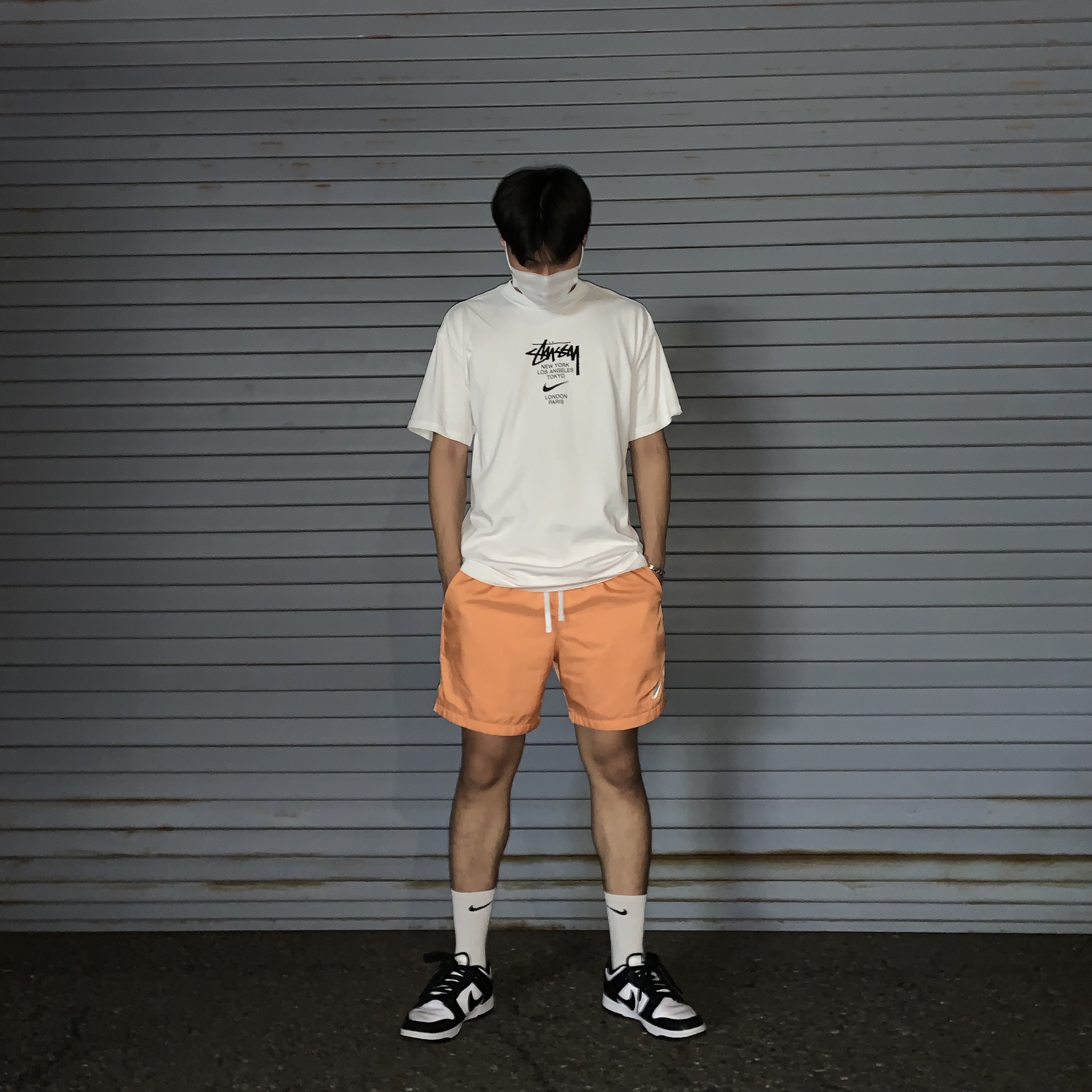Nike Dunk Low Retro Black, Nike x Stussy WT T-Shirt White - US/EU 착용 스타일