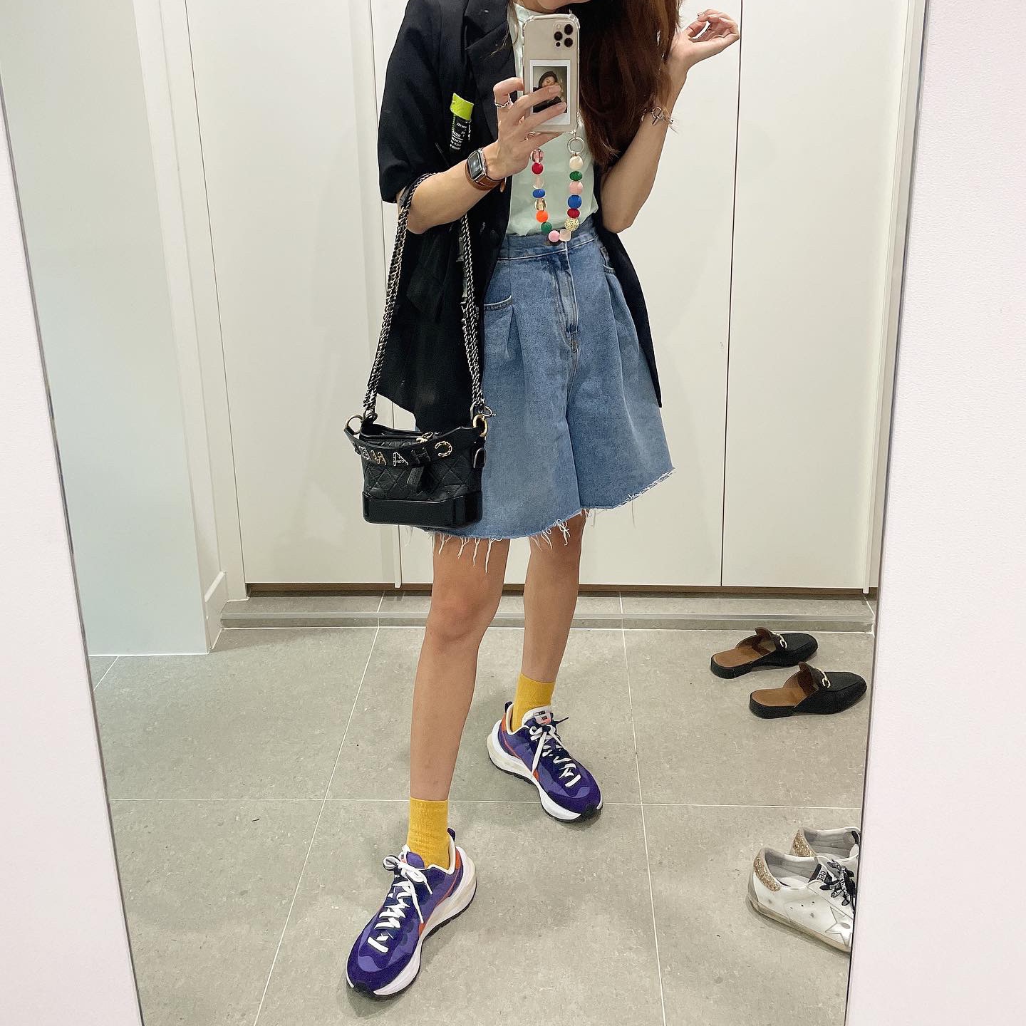 Nike x Sacai VaporWaffle Dark Iris 착용 스타일