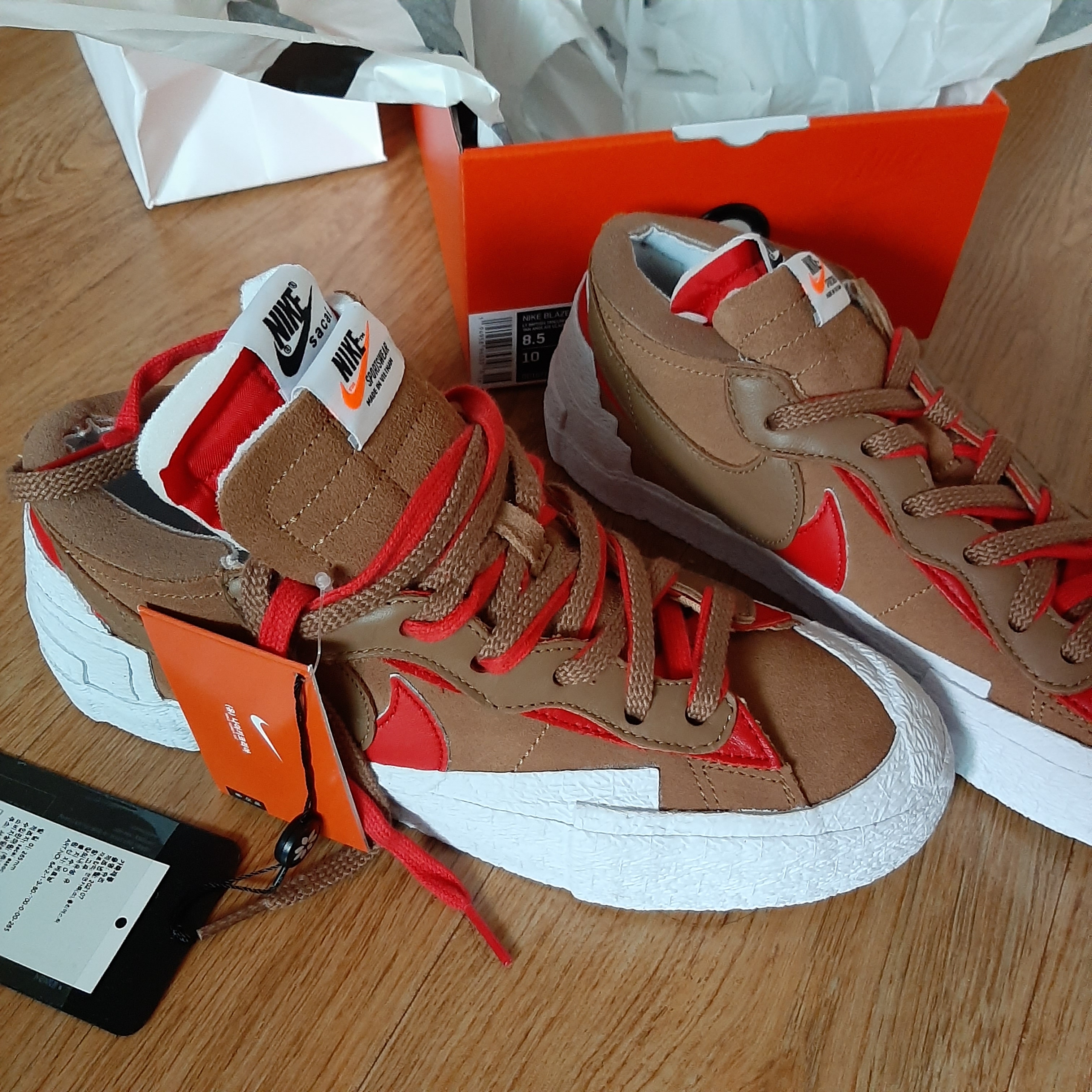 Nike x Sacai Blazer Low British Tan 착용 스타일 - 1