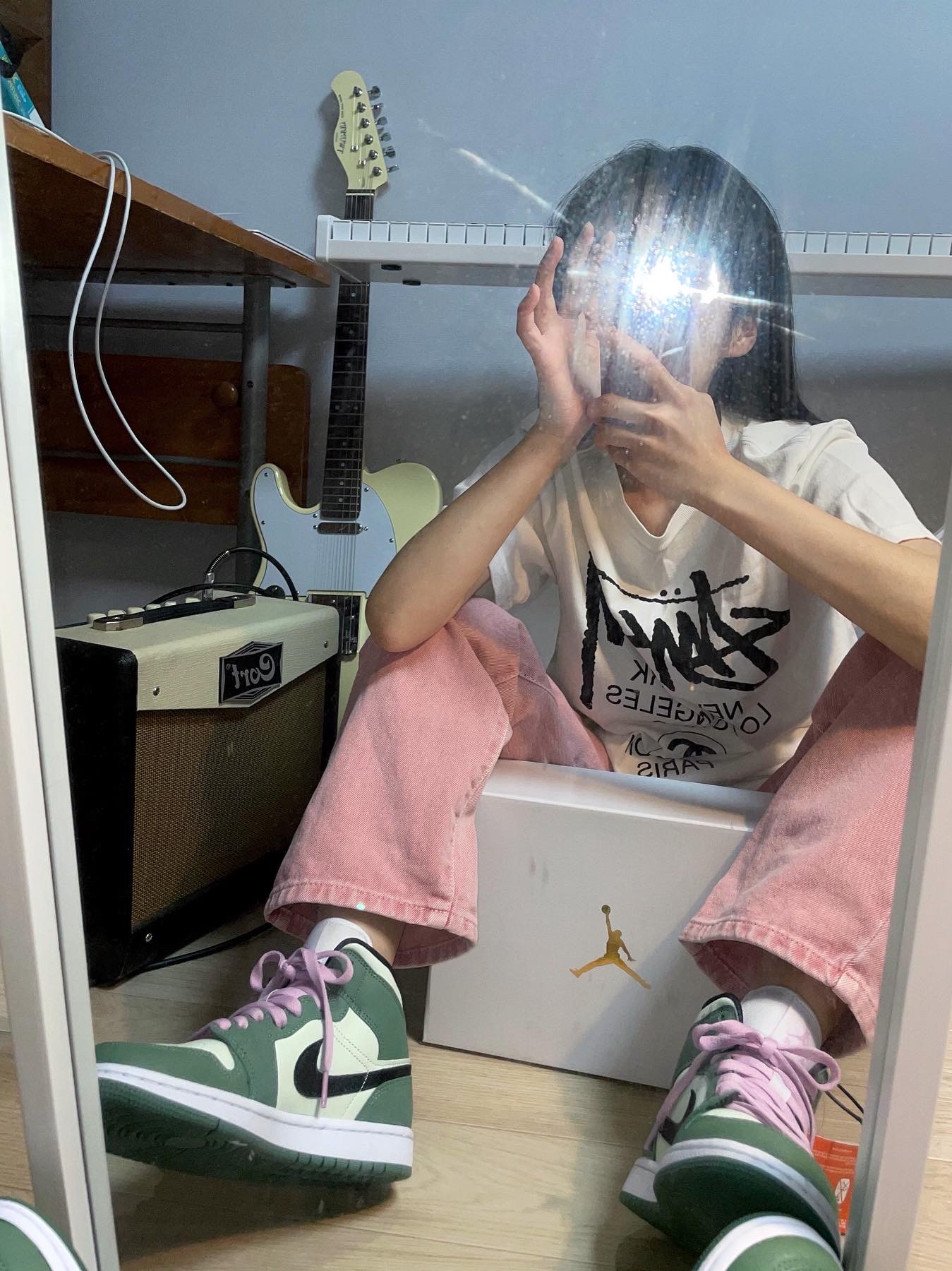 (W) Jordan 1 Mid SE Dutch Green 착용 스타일