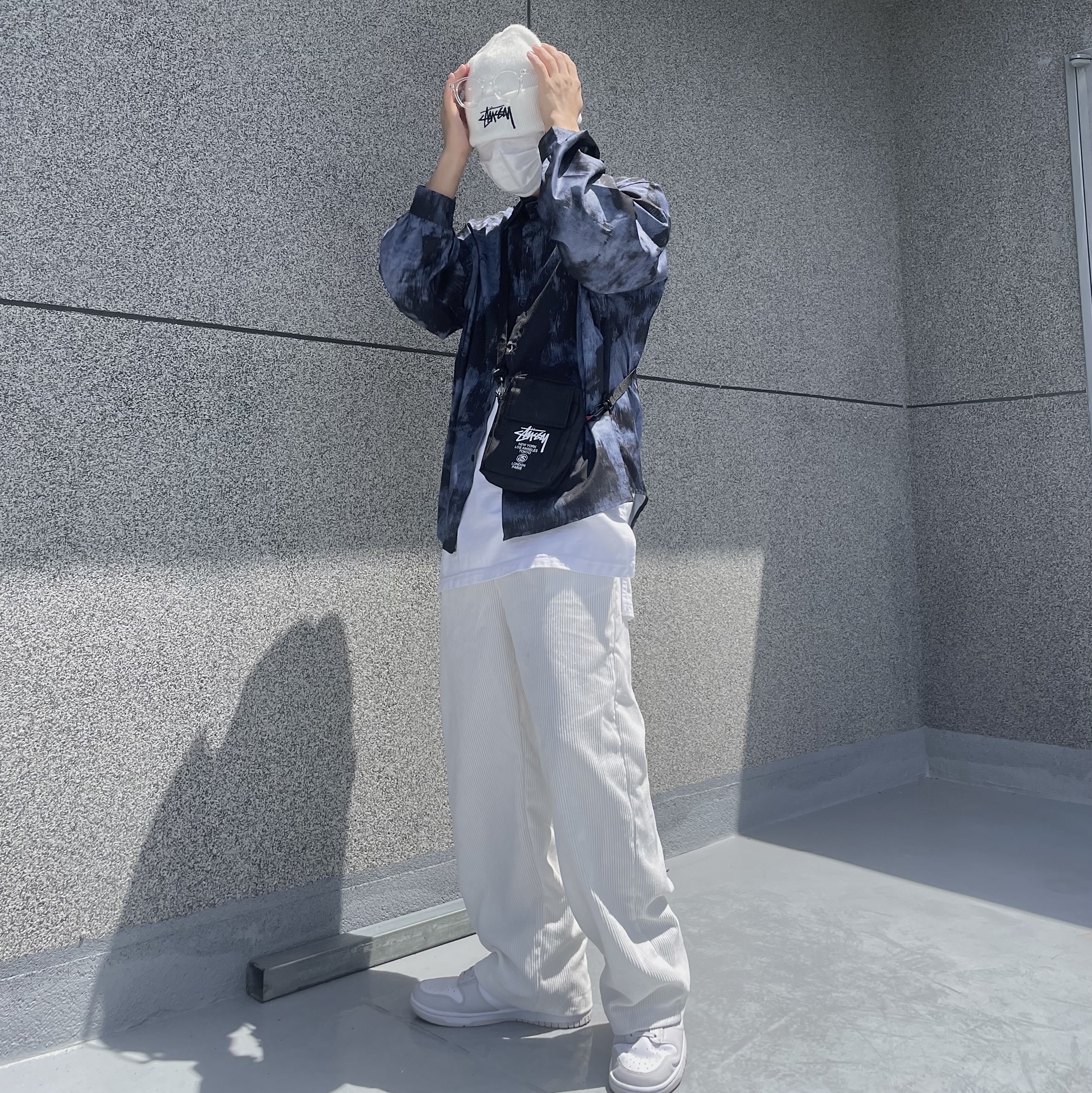 Nike x Stussy Cuff Beanie White 착용 스타일