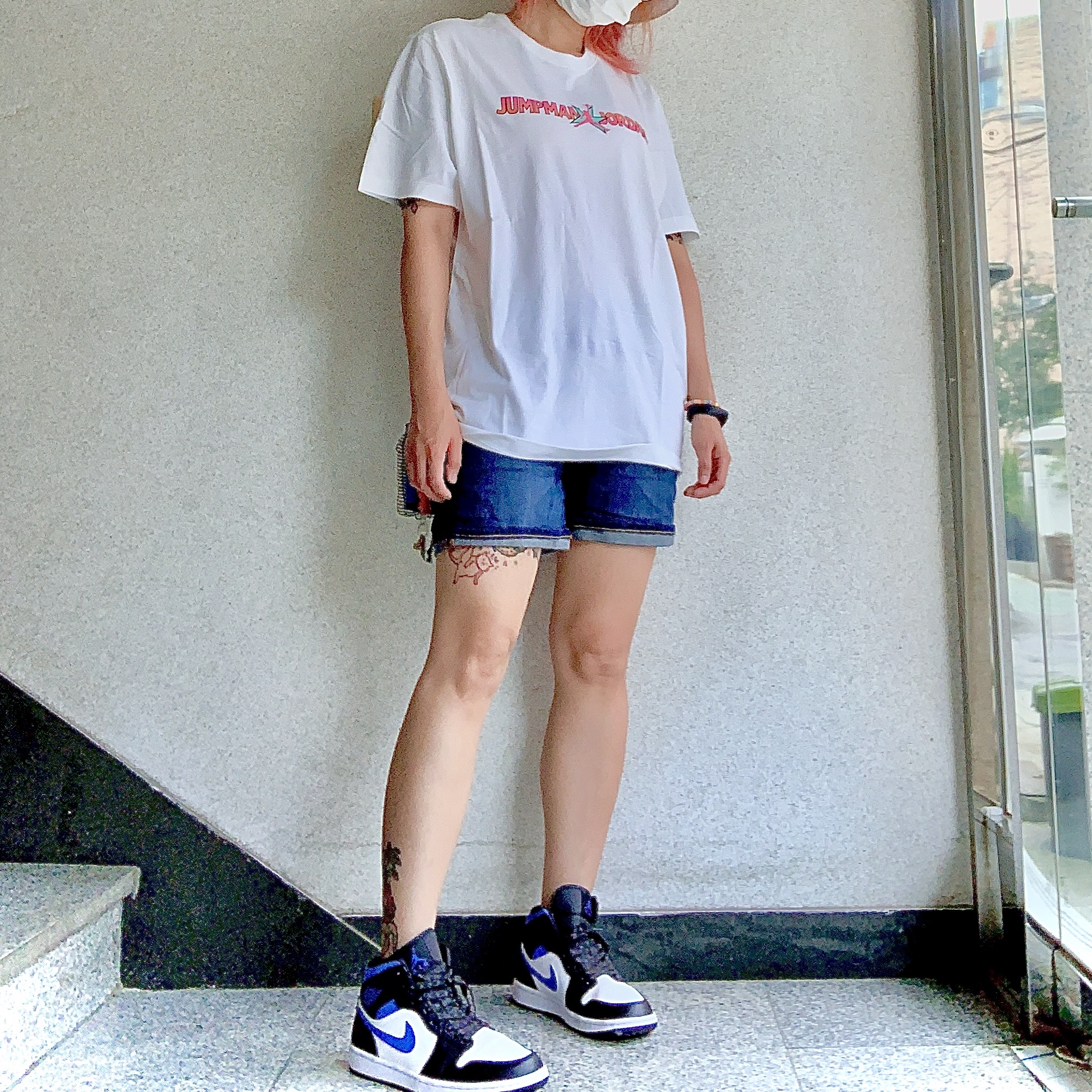 Jordan 1 Mid Racer Blue, (GS) Jordan 1 Mid Racer Blue ์ฐฉ์ฉ ์คํ์ผ