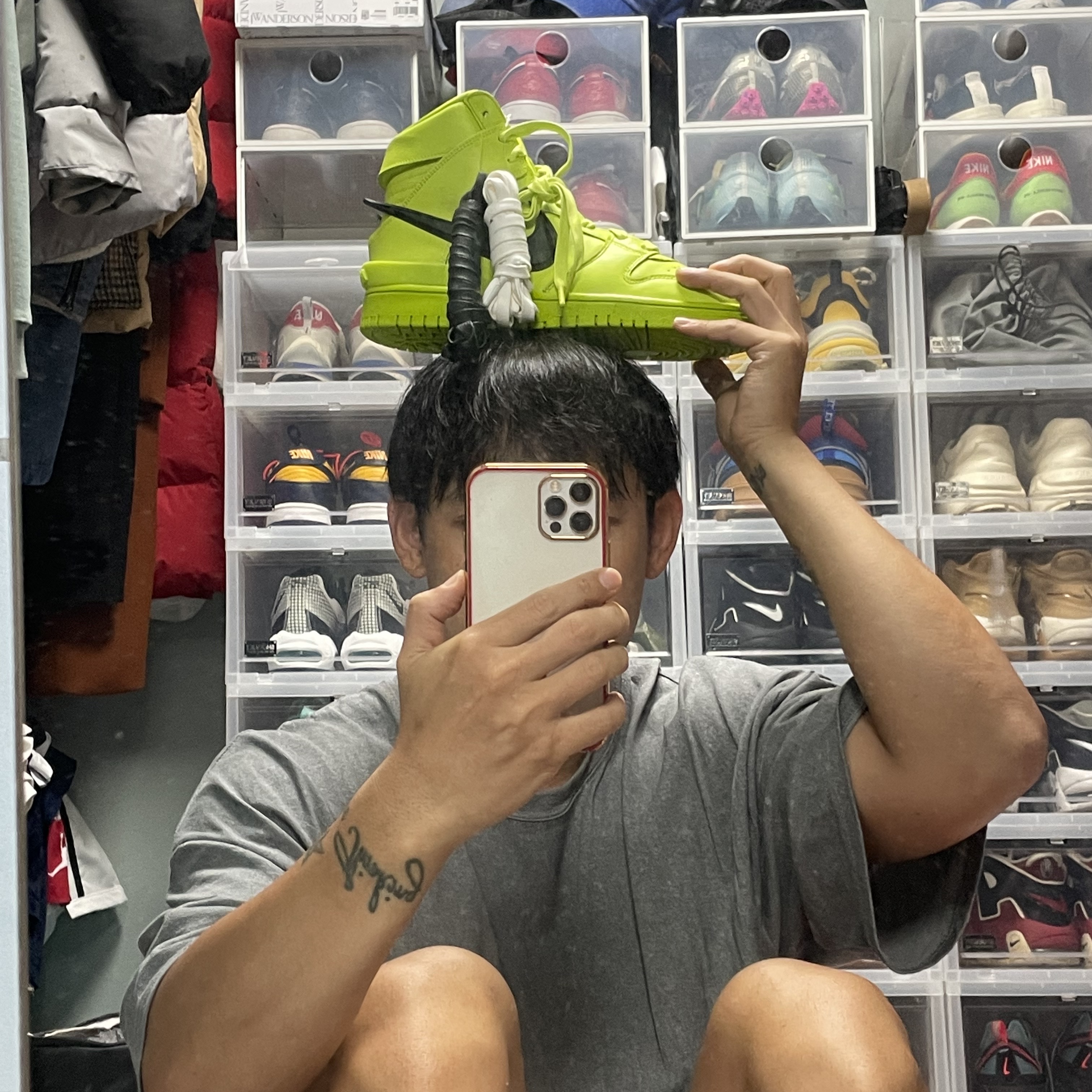 Nike x Ambush Dunk High Flash Lime 착용 스타일 - 1