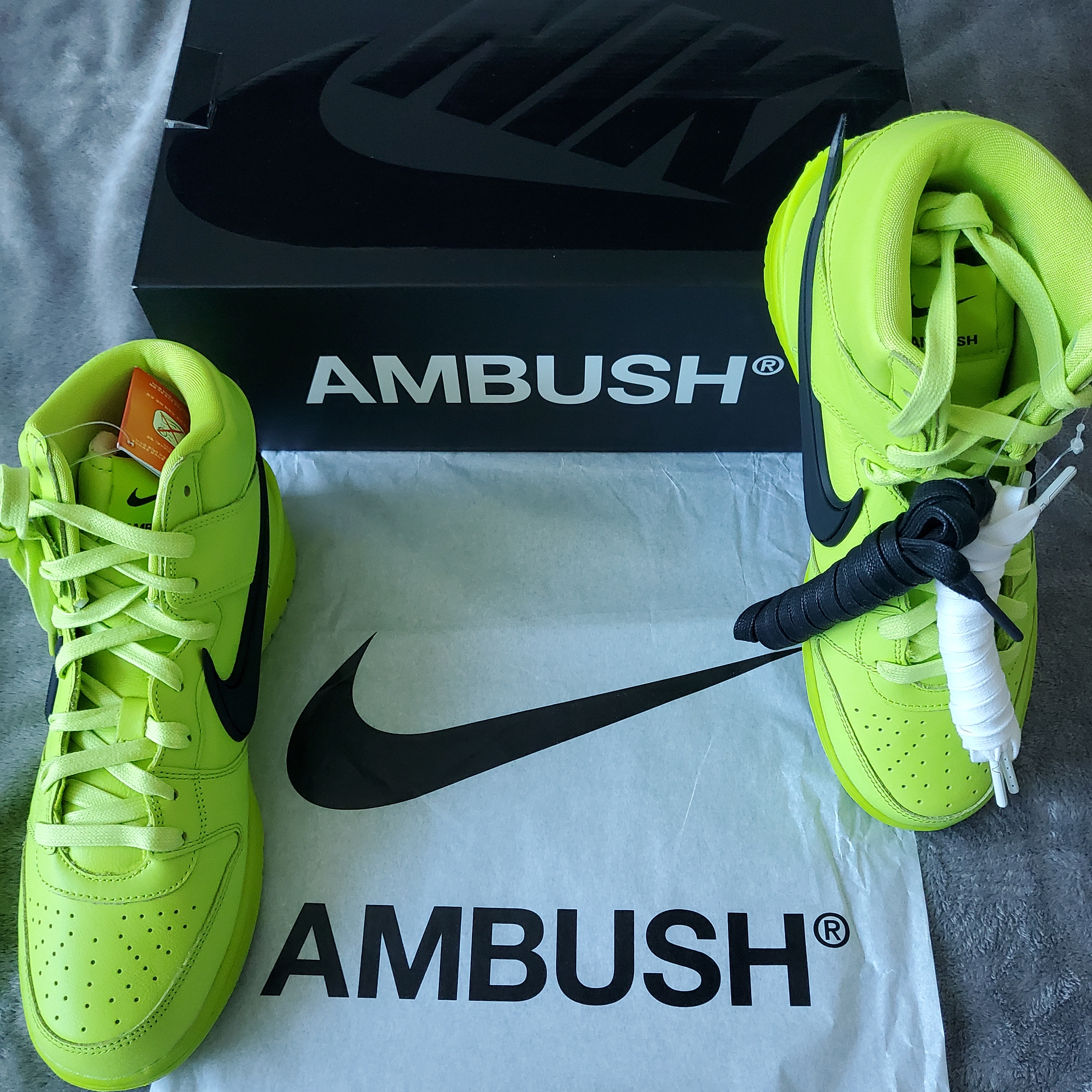 Nike x Ambush Dunk High Flash Lime 착용 스타일 - 1
