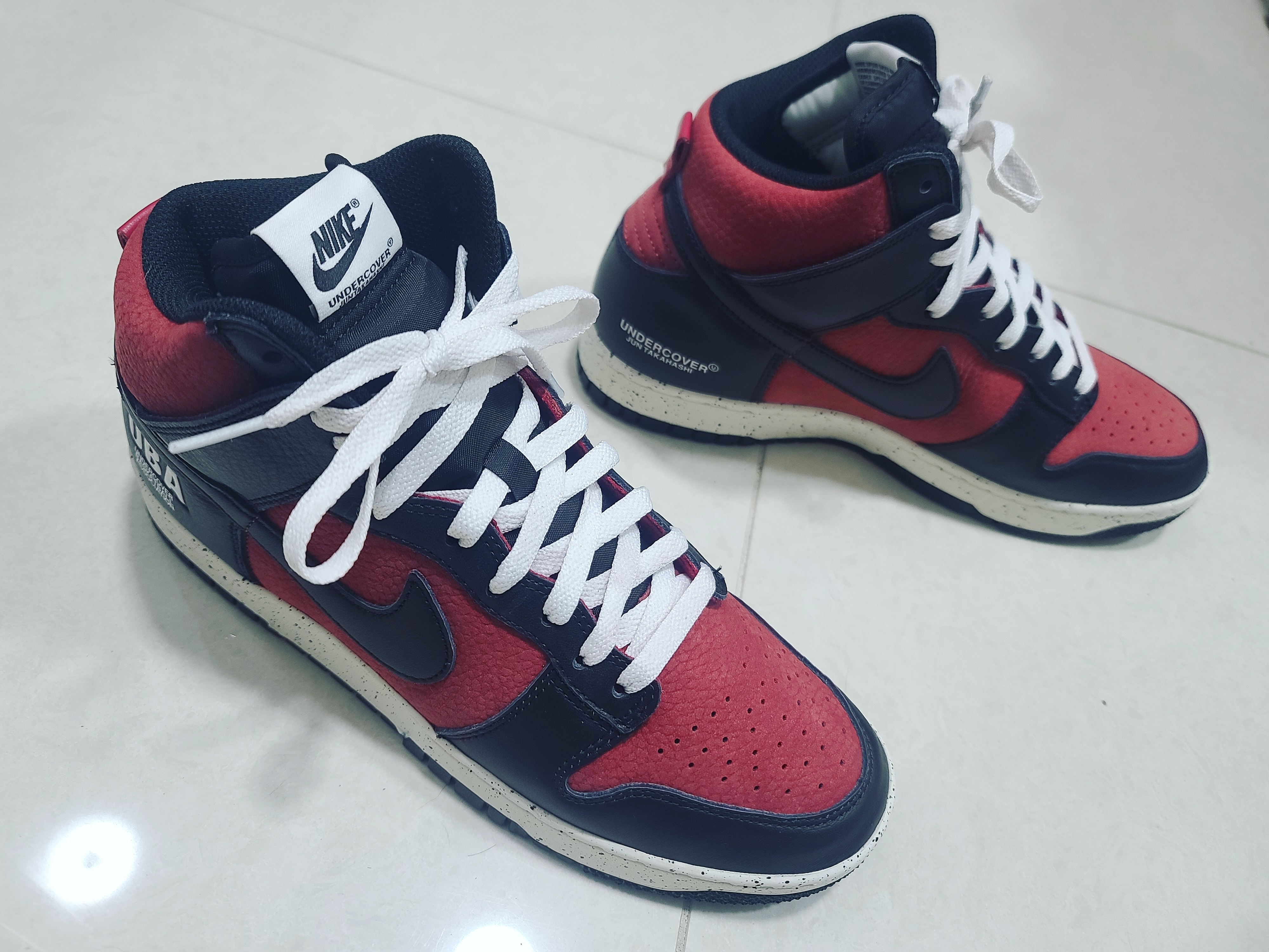 Nike x Undercover Dunk High 1985 Gym Red 착용 스타일