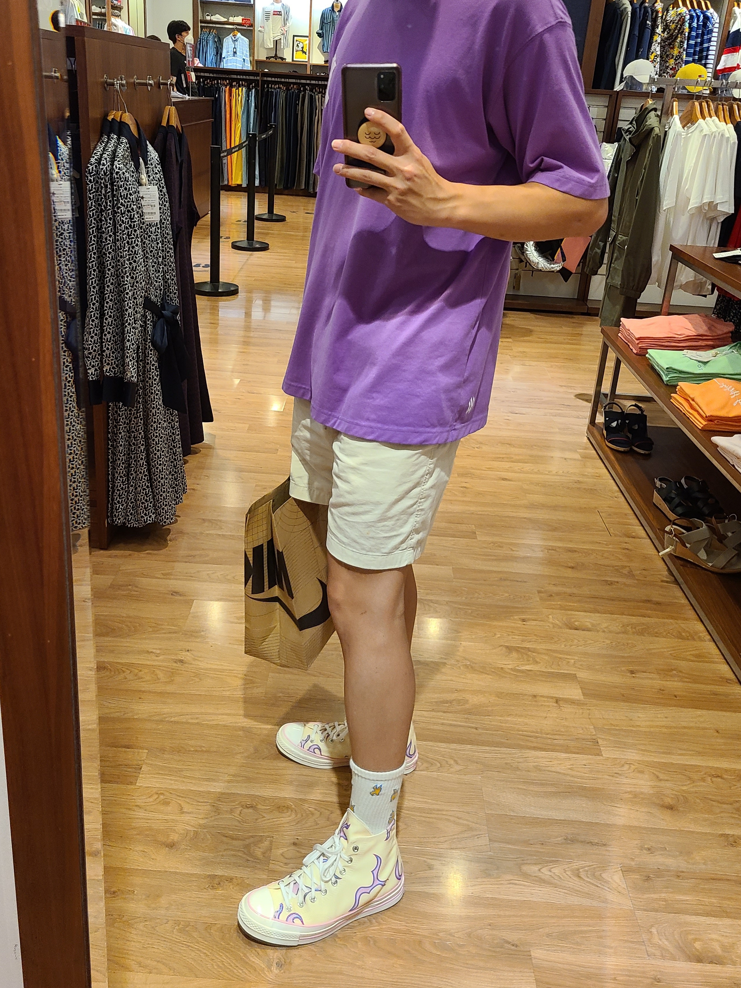 Converse x Golf le Fleur Chuck 70 High Flames Pastel Yellow 착용 스타일