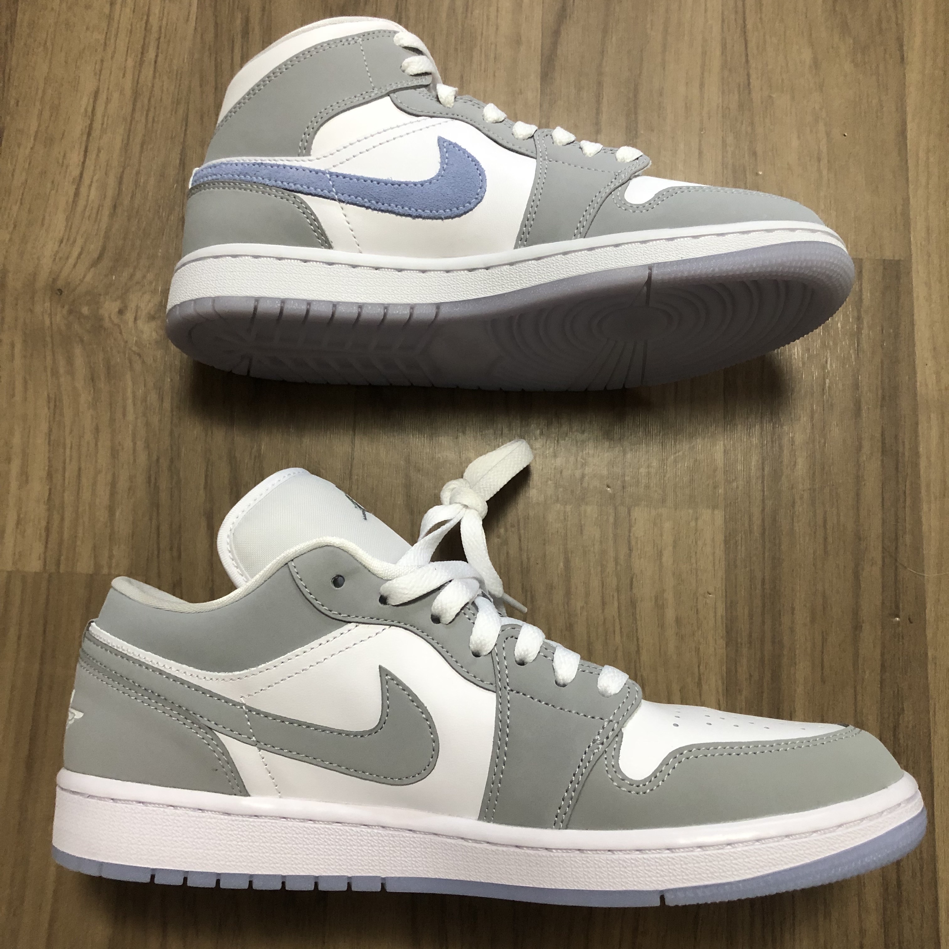 (W) Jordan 1 Mid Wolf Grey, (W) Jordan 1 Low White Wolf Grey 착용 스타일 - 4