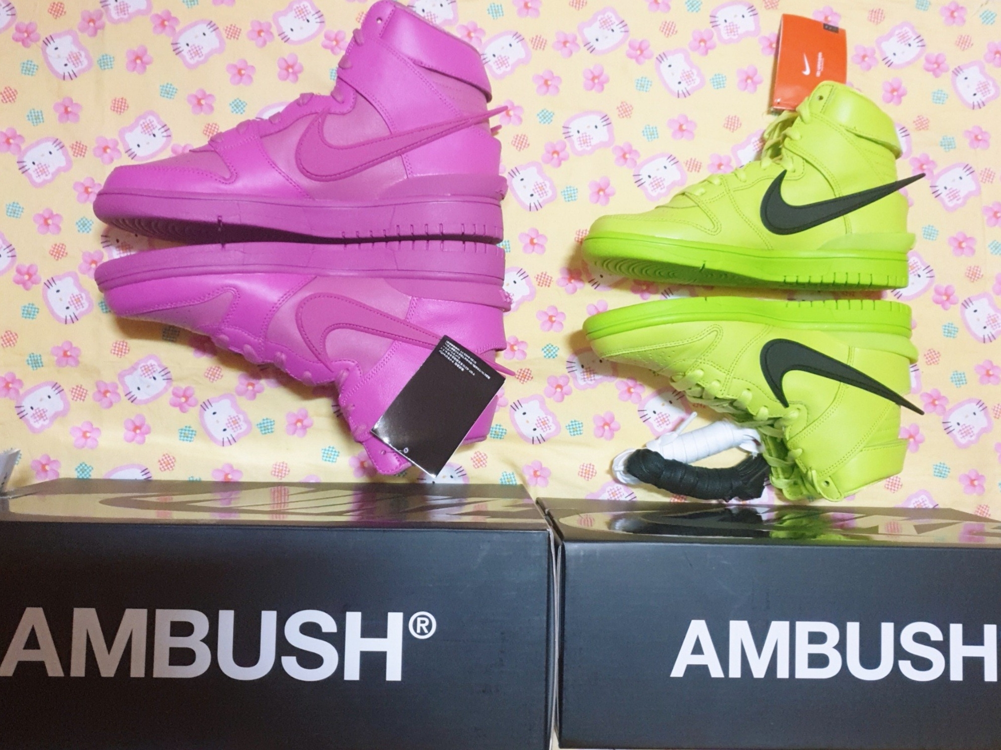 Nike x Ambush Dunk High Cosmic Fuchsia, Nike x Ambush Dunk High Flash Lime 착용 스타일 - 2