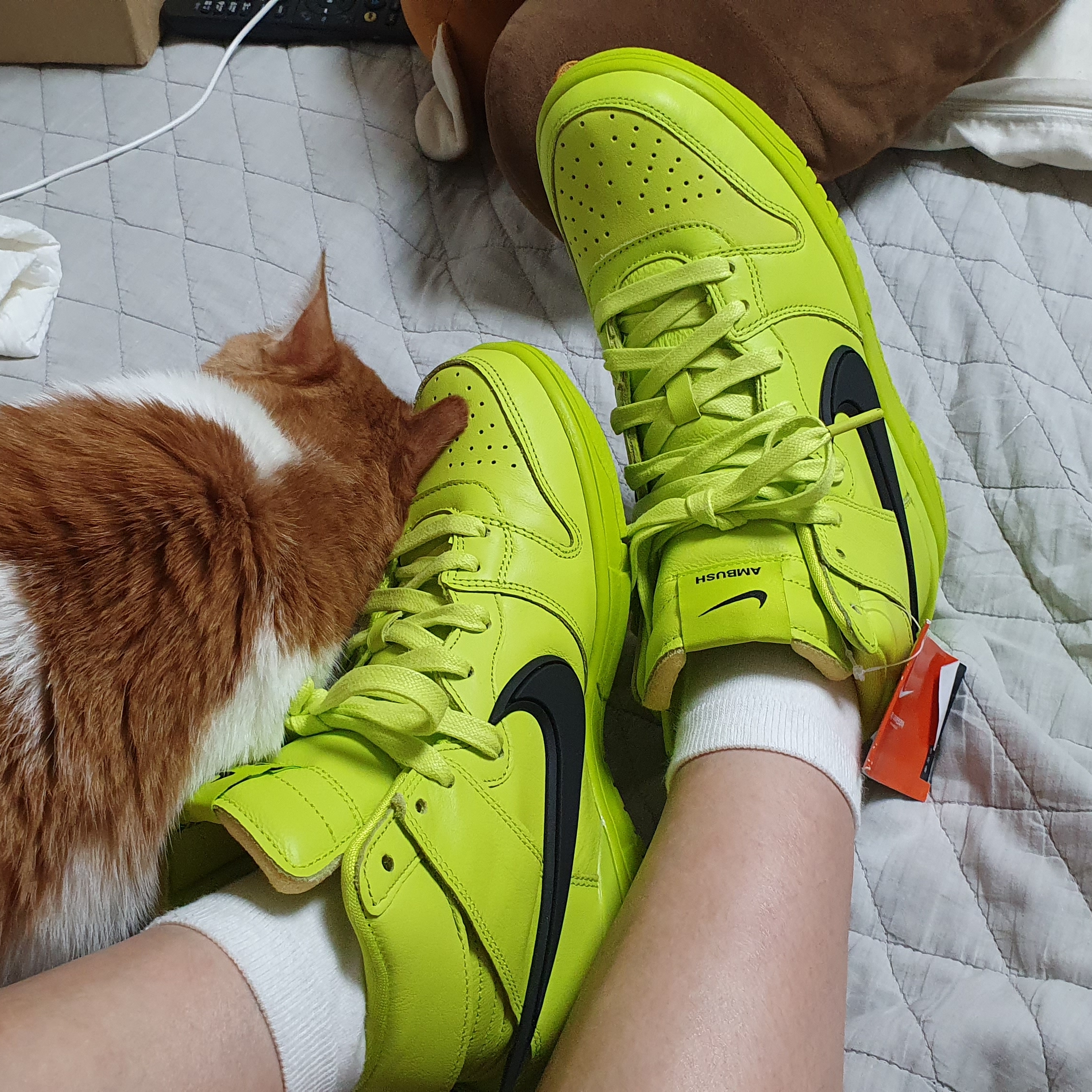 Nike x Ambush Dunk High Flash Lime 착용 스타일 - 1