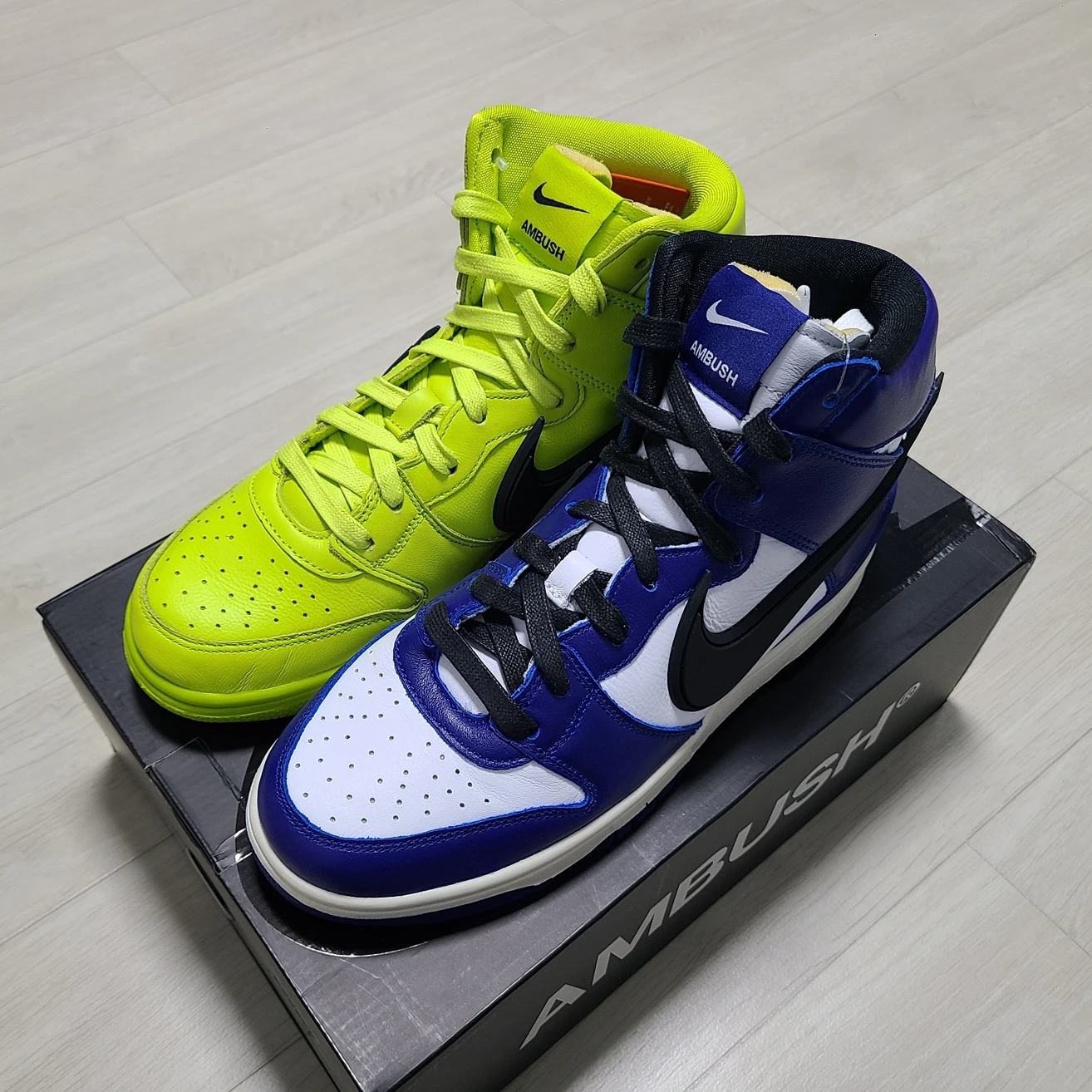 Nike x Ambush Dunk High Flash Lime, Nike x Ambush Dunk High Deep Royal Blue 착용 스타일 - 4