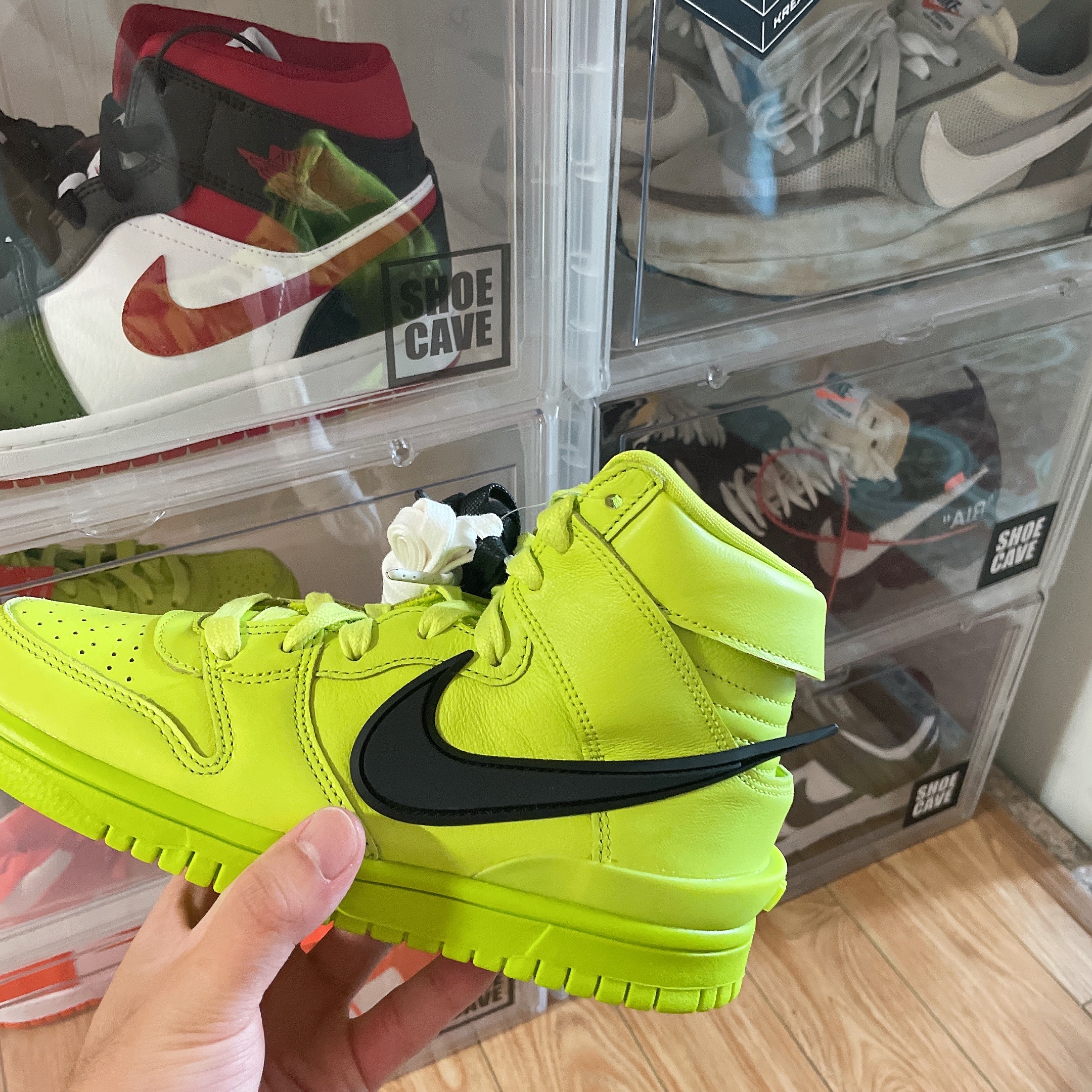Nike x Ambush Dunk High Flash Lime 착용 스타일