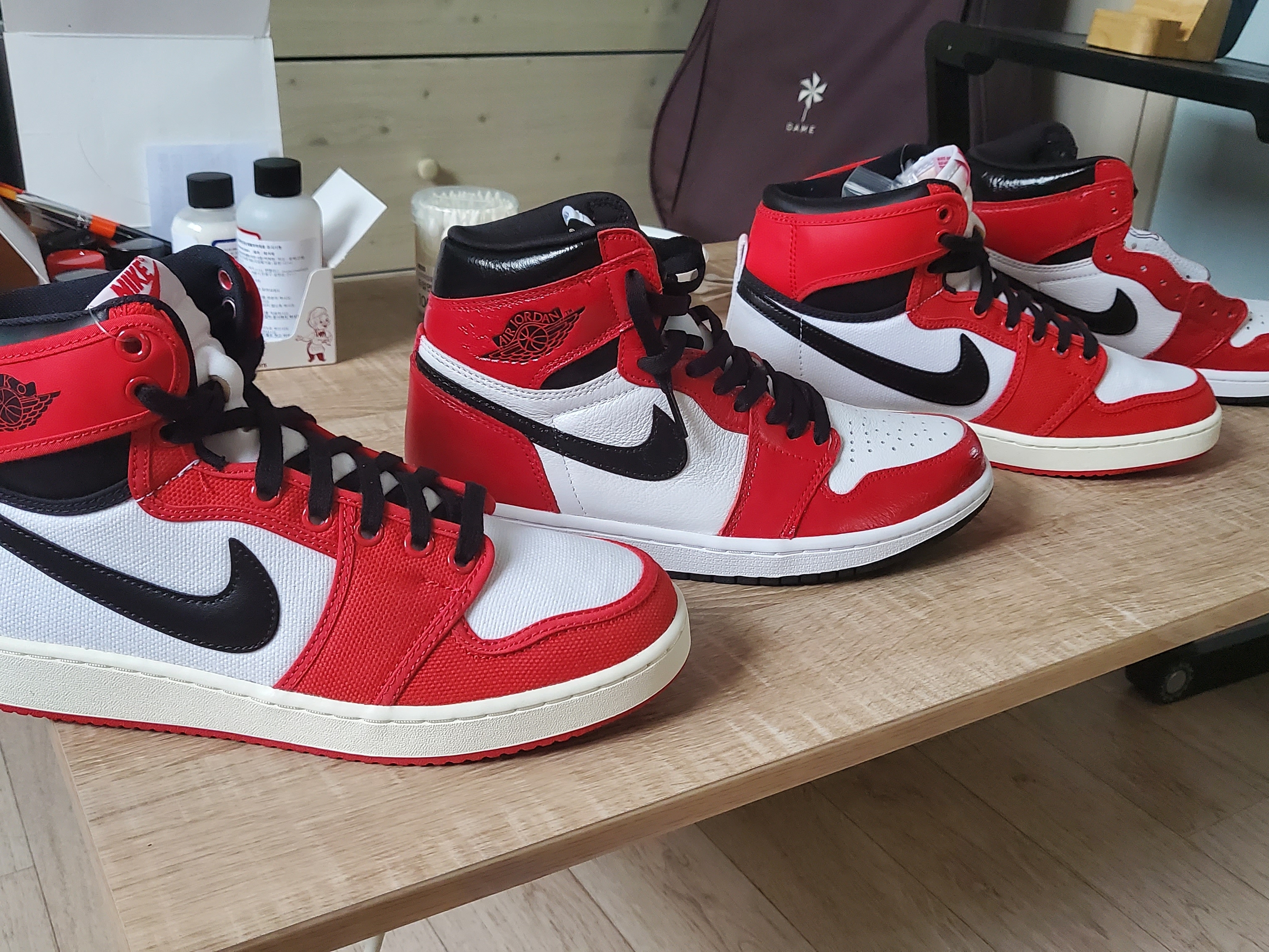 Jordan 1 Retro High OG Light Fusion Red, Jordan 1 Retro High OG Chicago 2015 착용 스타일 - 3