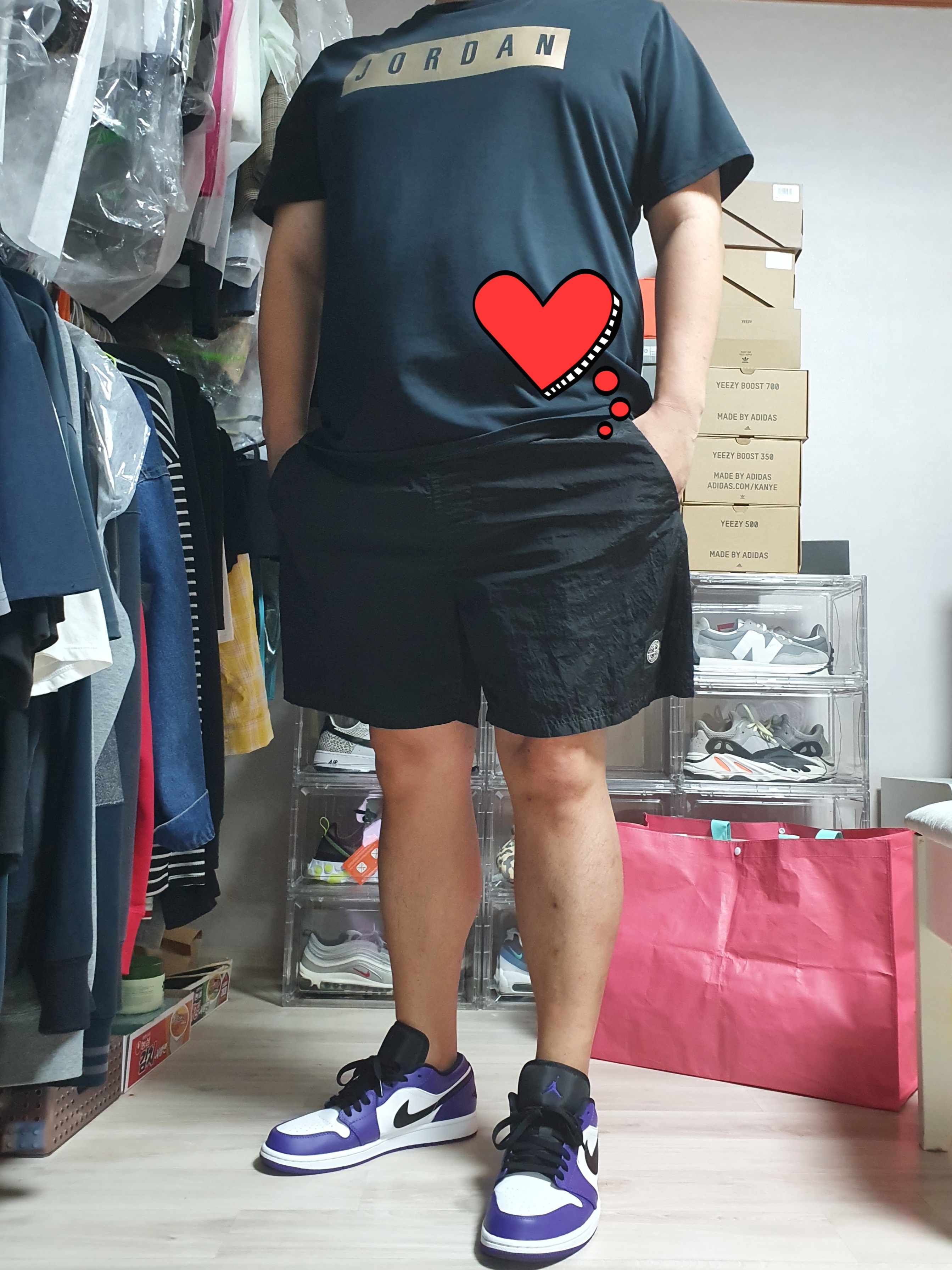 Stone Island B0943 Nylon Metal Swimming Trunk Black - 21SS, Jordan 1 Low Court Purple 2020 착용 스타일