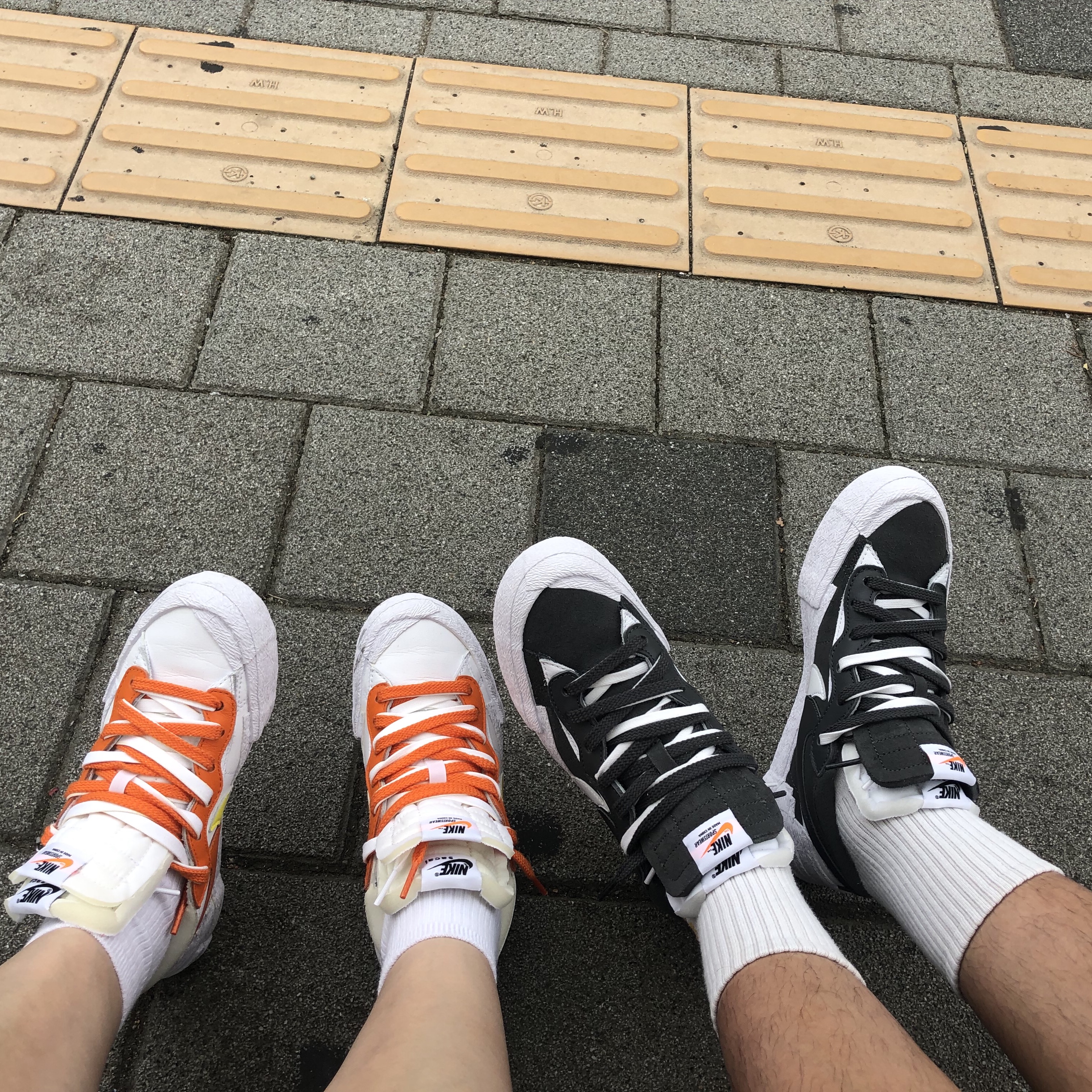 Nike x Sacai Blazer Low Iron Grey, Nike x Sacai Blazer Low Magma Orange 착용 스타일 - 1