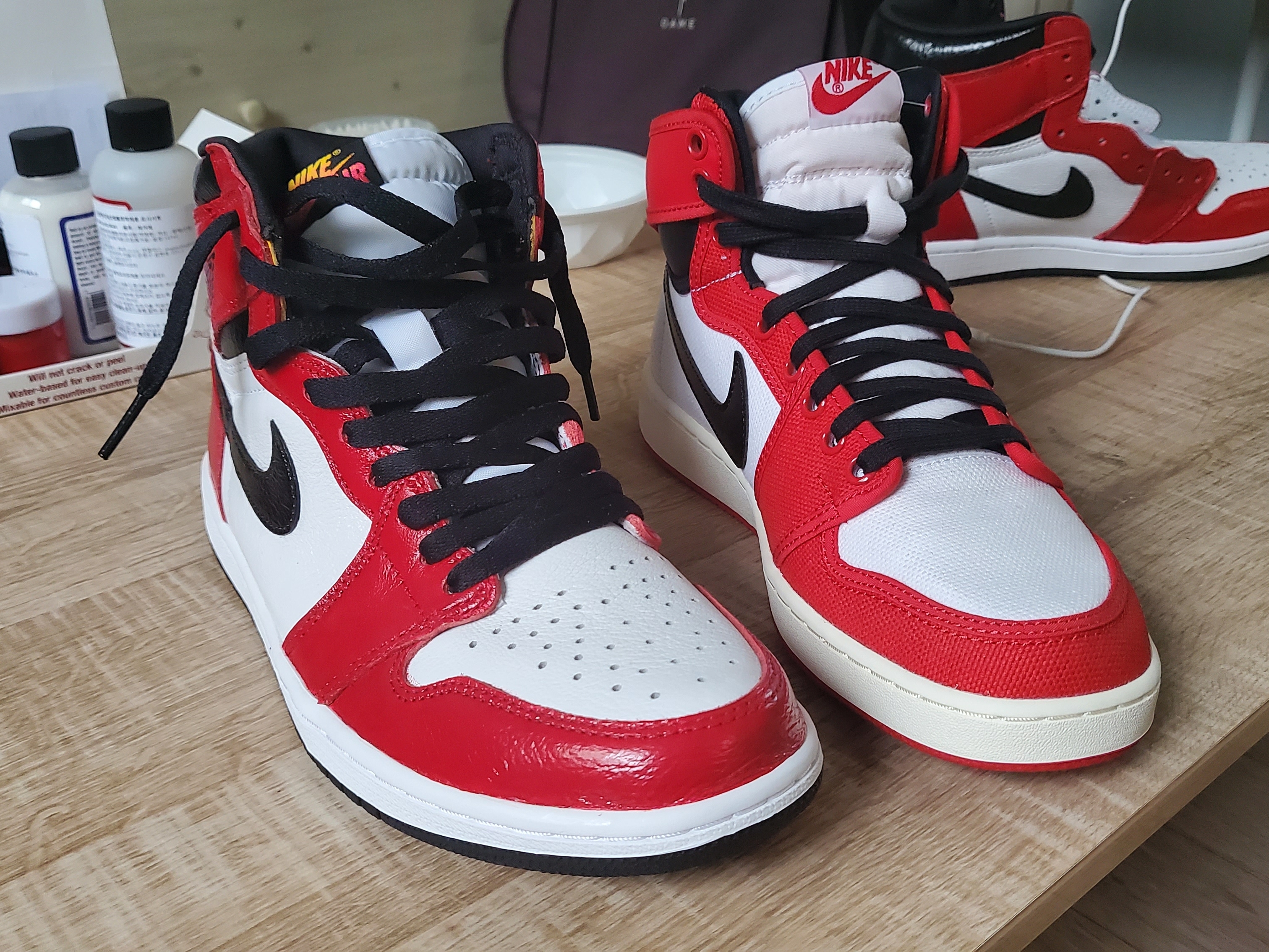 Jordan 1 Retro High OG Light Fusion Red, Jordan 1 Retro High OG Chicago 2015 착용 스타일 - 1