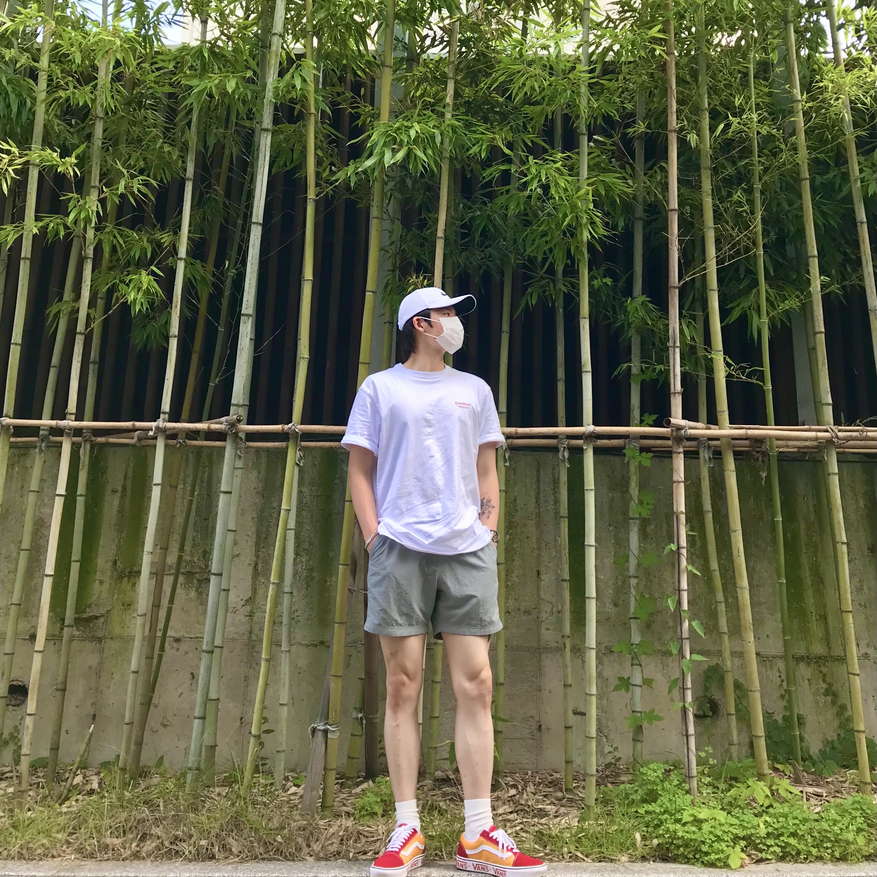 Vans ComfyCush Old Skool Tape Mix Red 착용 스타일 - 1
