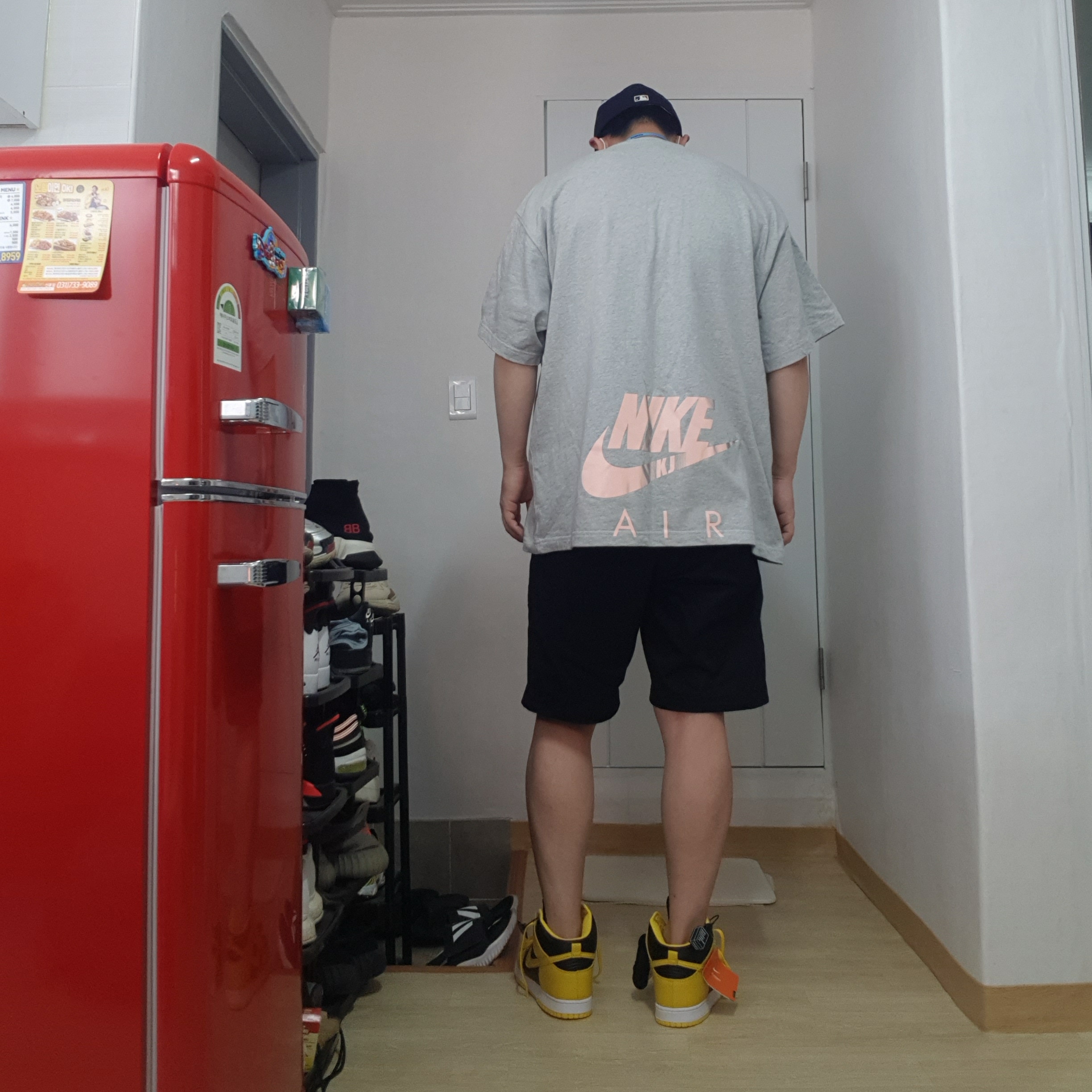 Nike x Kim Jones Oversized T-Shirt Grey Heather - US/EU, Nike Dunk High SP Varsity Maize 착용 스타일