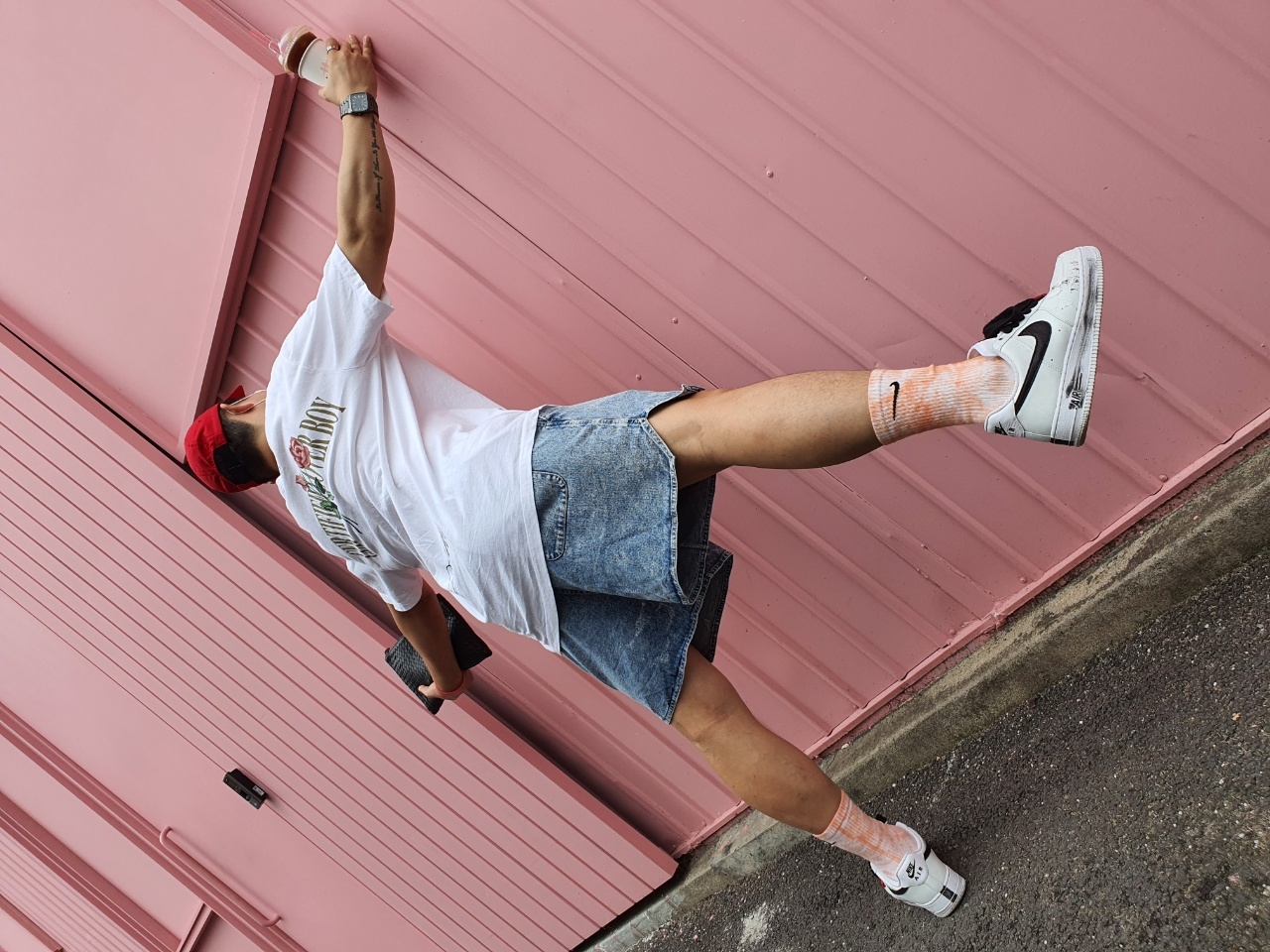 Nike x Peaceminusone Air Force 1 Low Para-Noise 2.0, Supreme Reversed Label Camp Cap Red - 21SS 착용 스타일