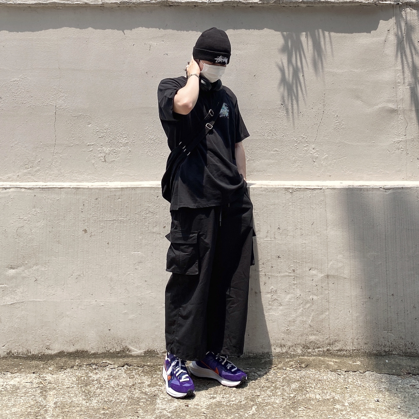 Nike x Sacai VaporWaffle Dark Iris 착용 스타일
