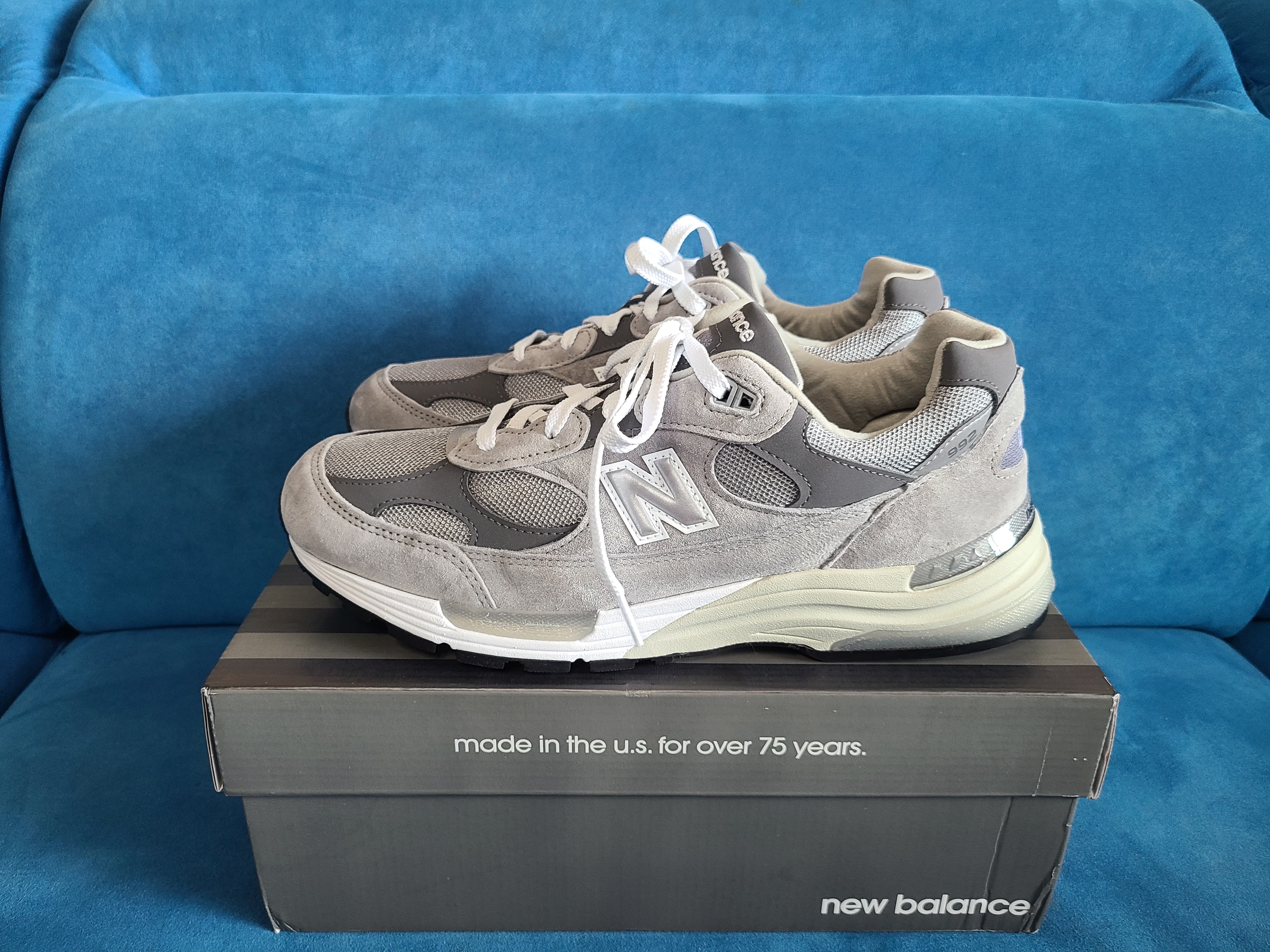 New Balance 992 Made in USA Grey - D Standard 착용 스타일 - 1