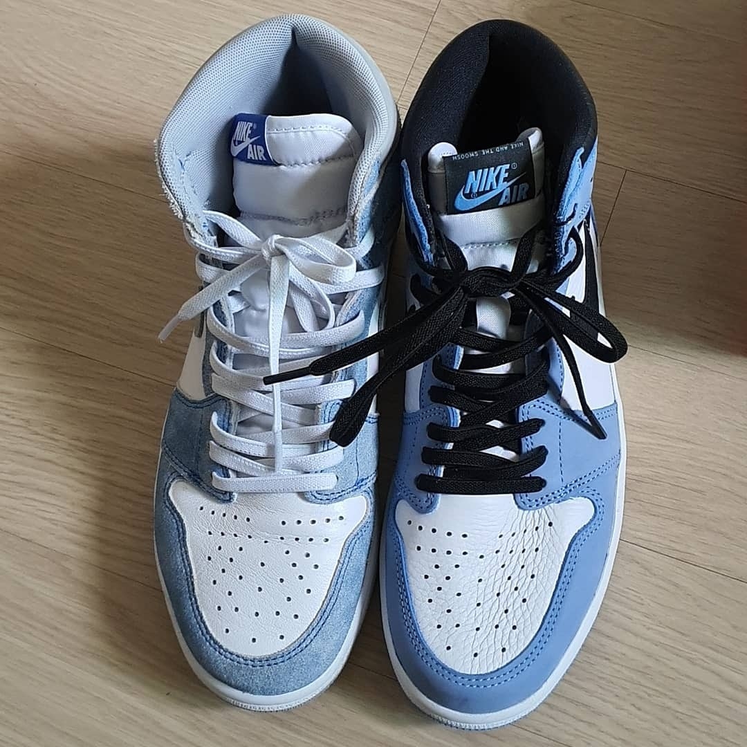 Jordan 1 Retro High OG University Blue, Nike Dunk Low Retro Varsity Green 착용 스타일 - 4