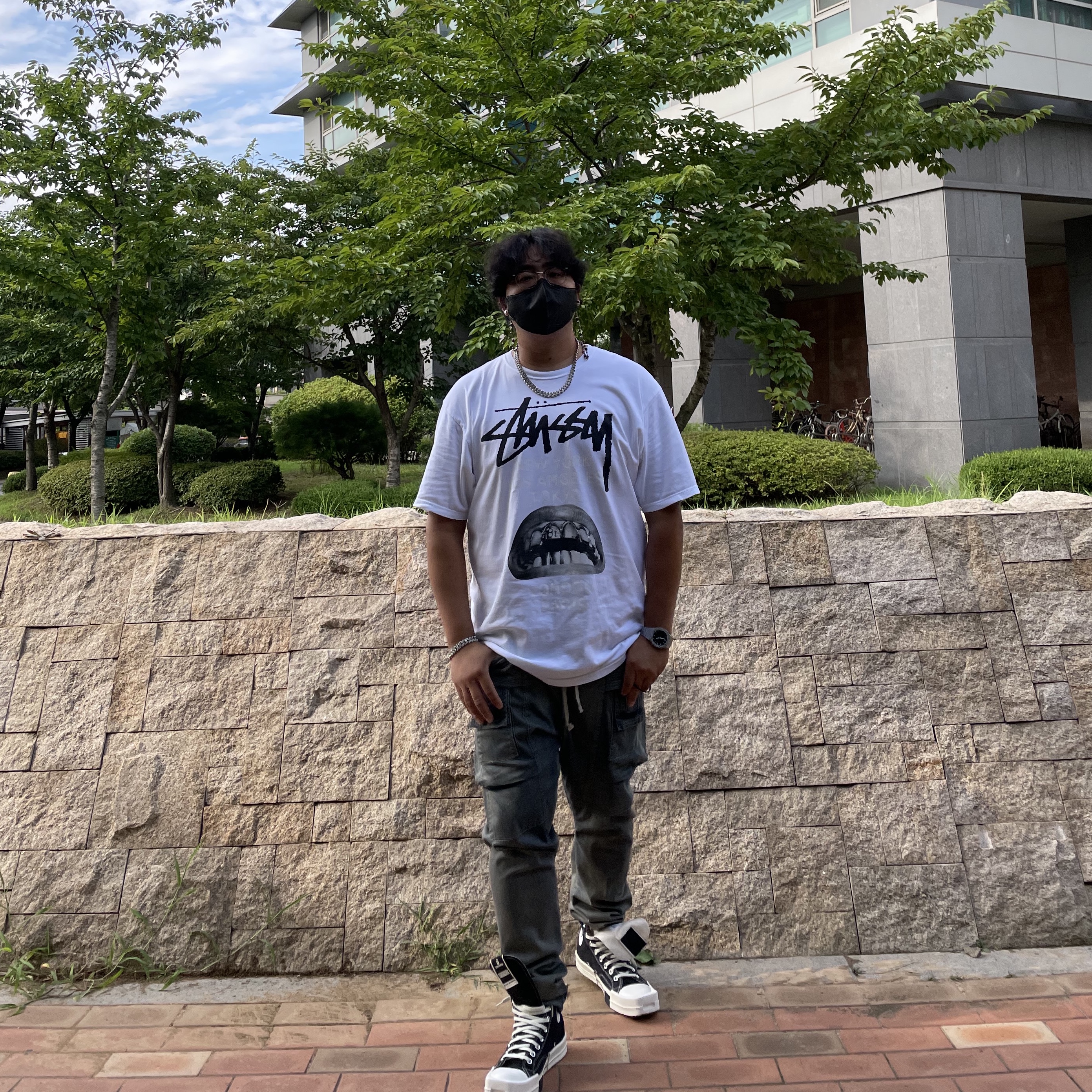 Stussy x Rick Owens 40 WT T-Shirt, Converse x Drkshdw Turbodrk Chuck 70 Hi Black 착용 스타일 - 3