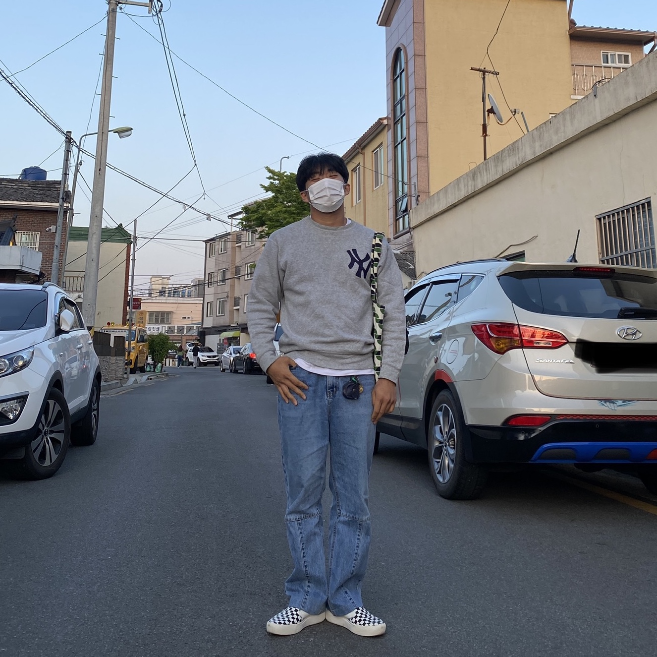Vans Checkerboard Comfycush One Marshmallow 착용 스타일