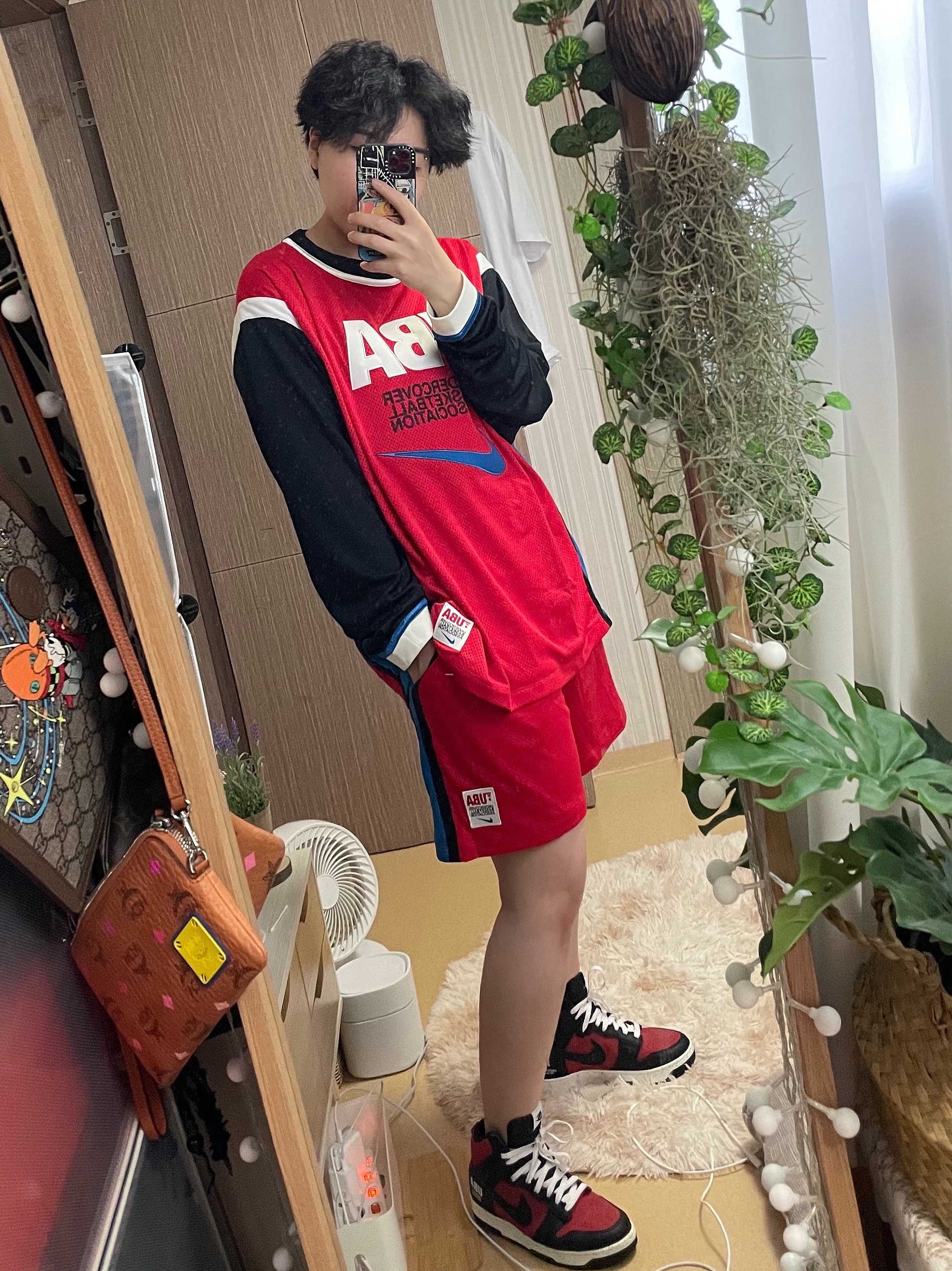 Nike x Undercover Dunk High 1985 Gym Red, Nike x Undercover NRG Long Sleeve Shooting Top Red Black - Asia 착용 스타일