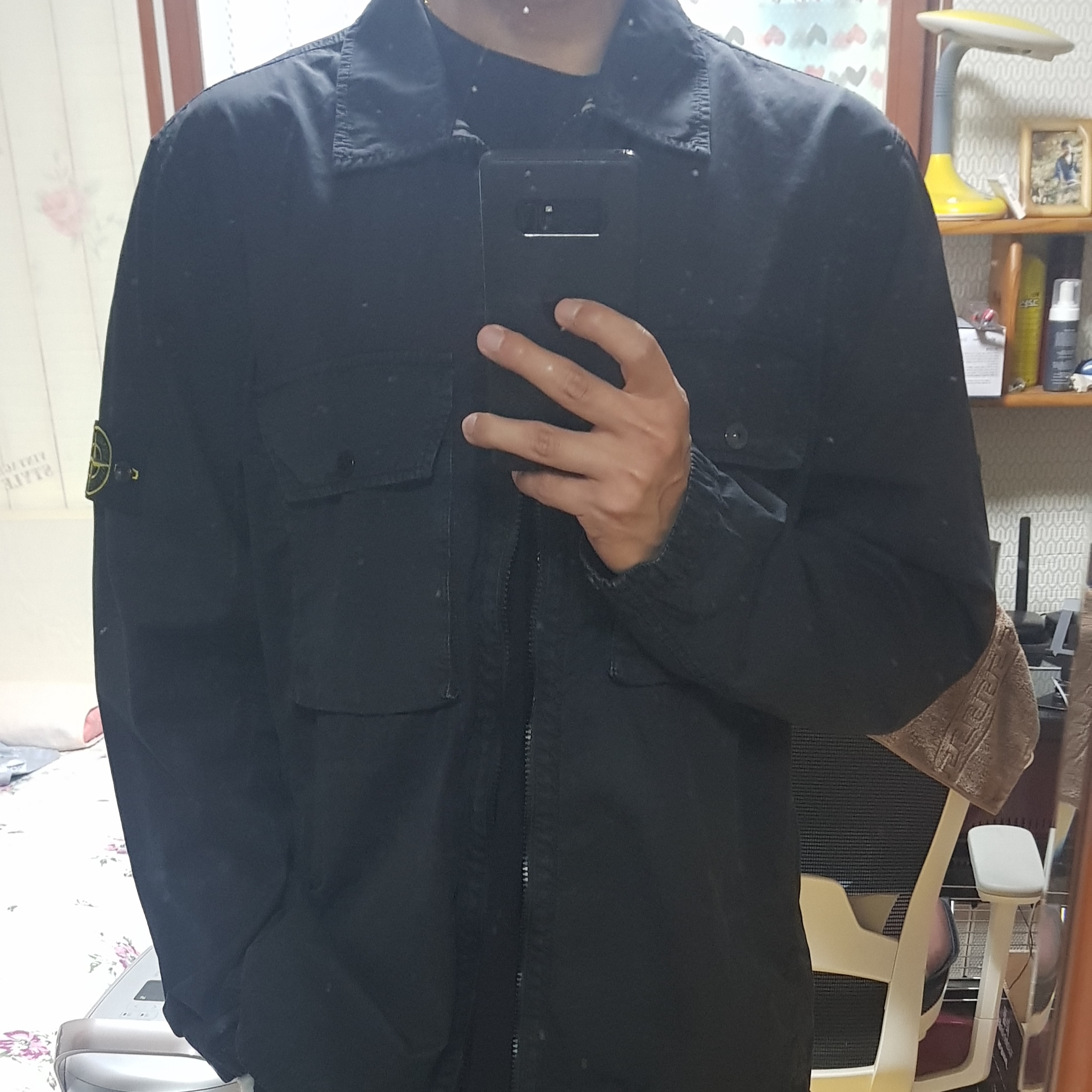 Stone Island 113WN T.CO+OLD Overshirt Black - 21FW 착용 스타일