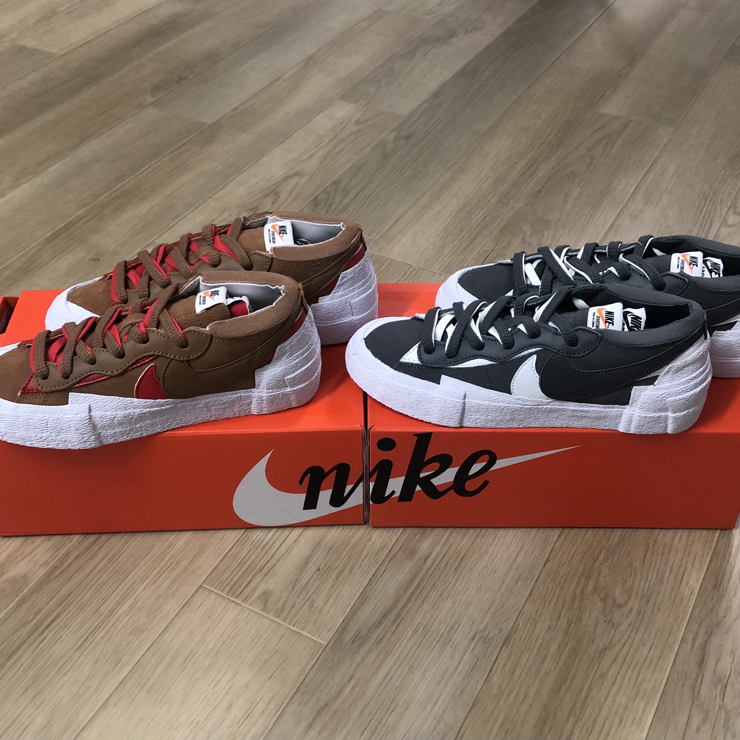 Nike x Sacai Blazer Low Iron Grey, Nike x Sacai Blazer Low British Tan 착용 스타일 - 3