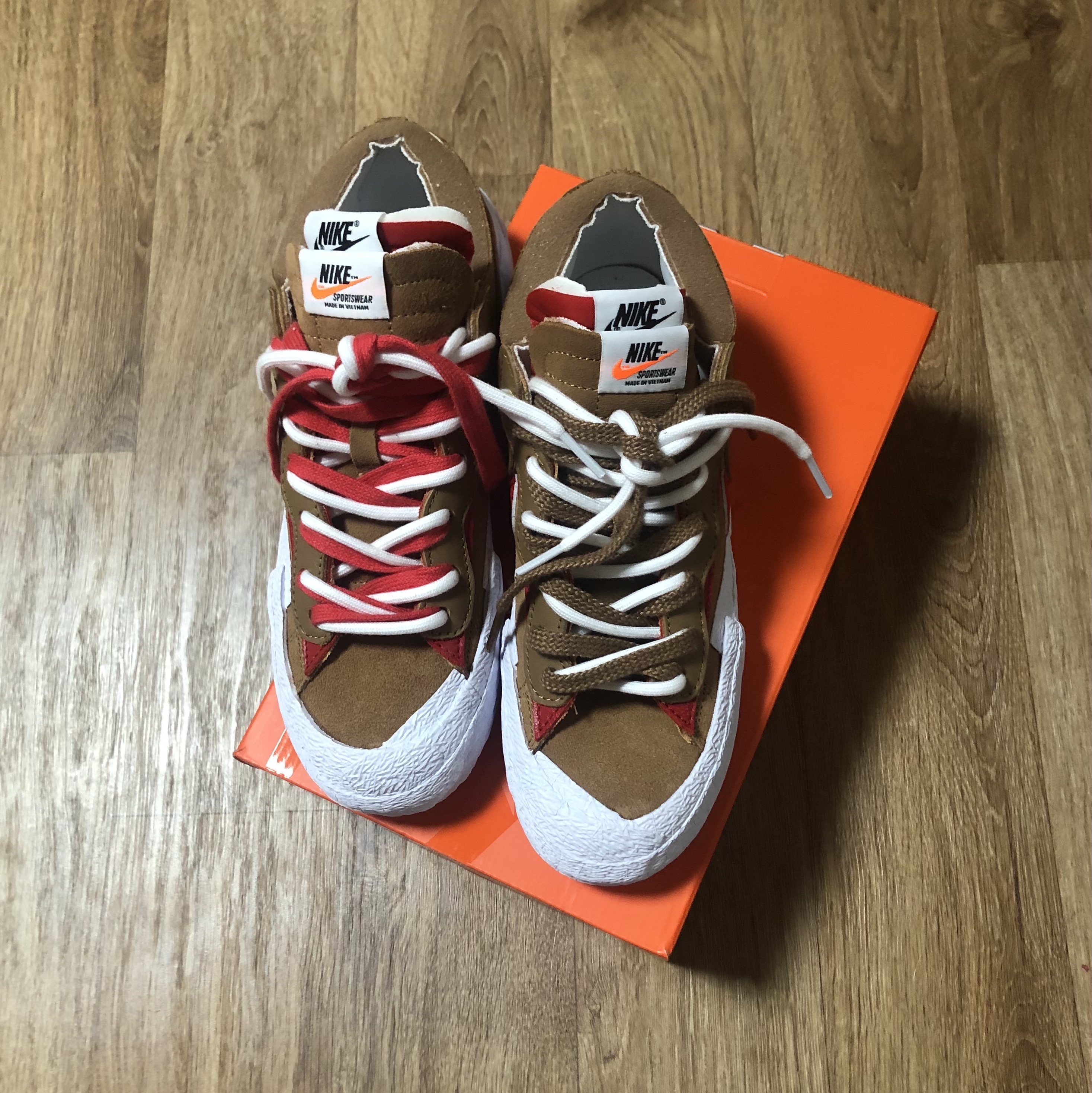 Nike x Sacai Blazer Low Iron Grey, Nike x Sacai Blazer Low British Tan 착용 스타일 - 1