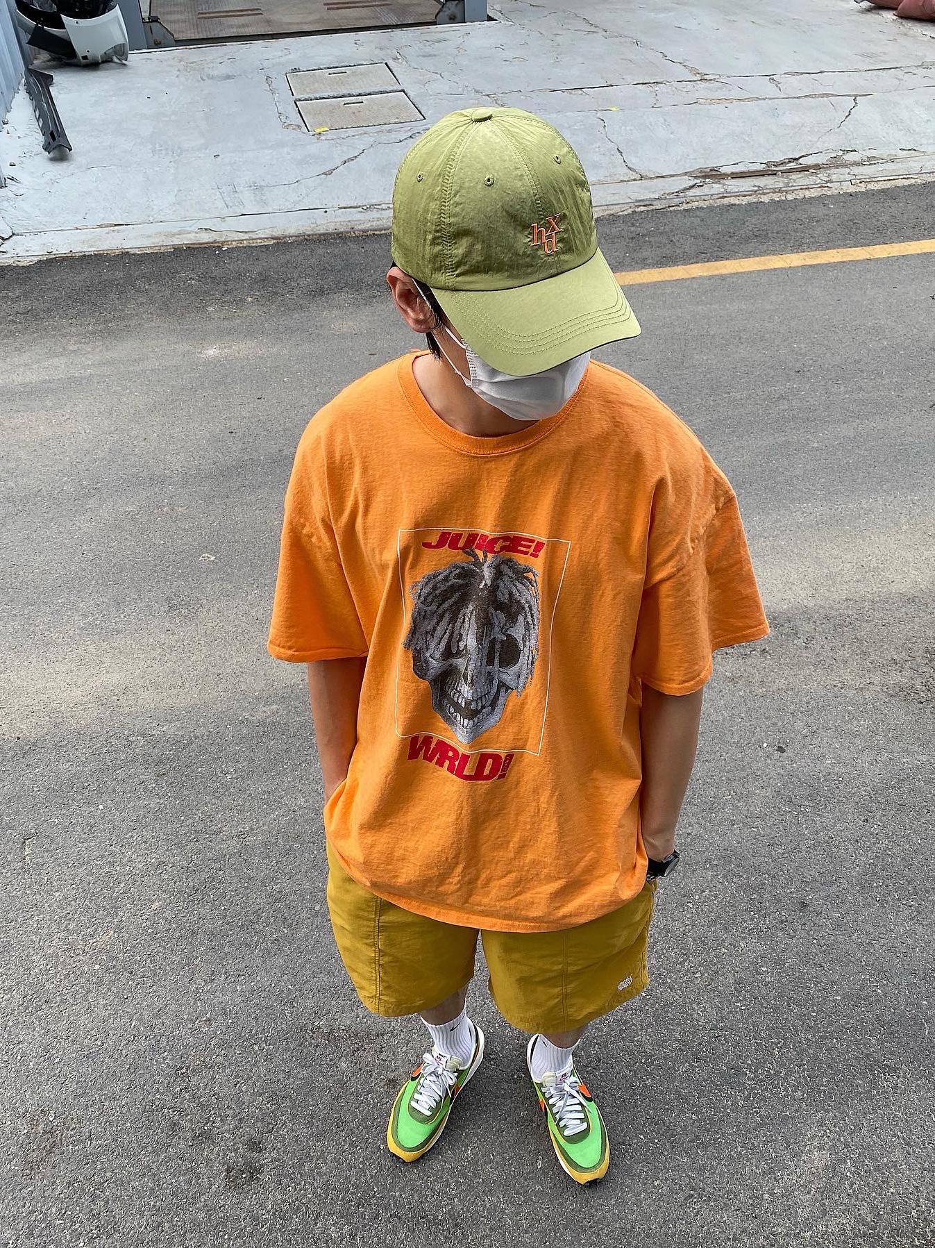 Nike x Sacai LDWaffle Green Multi 착용 스타일
