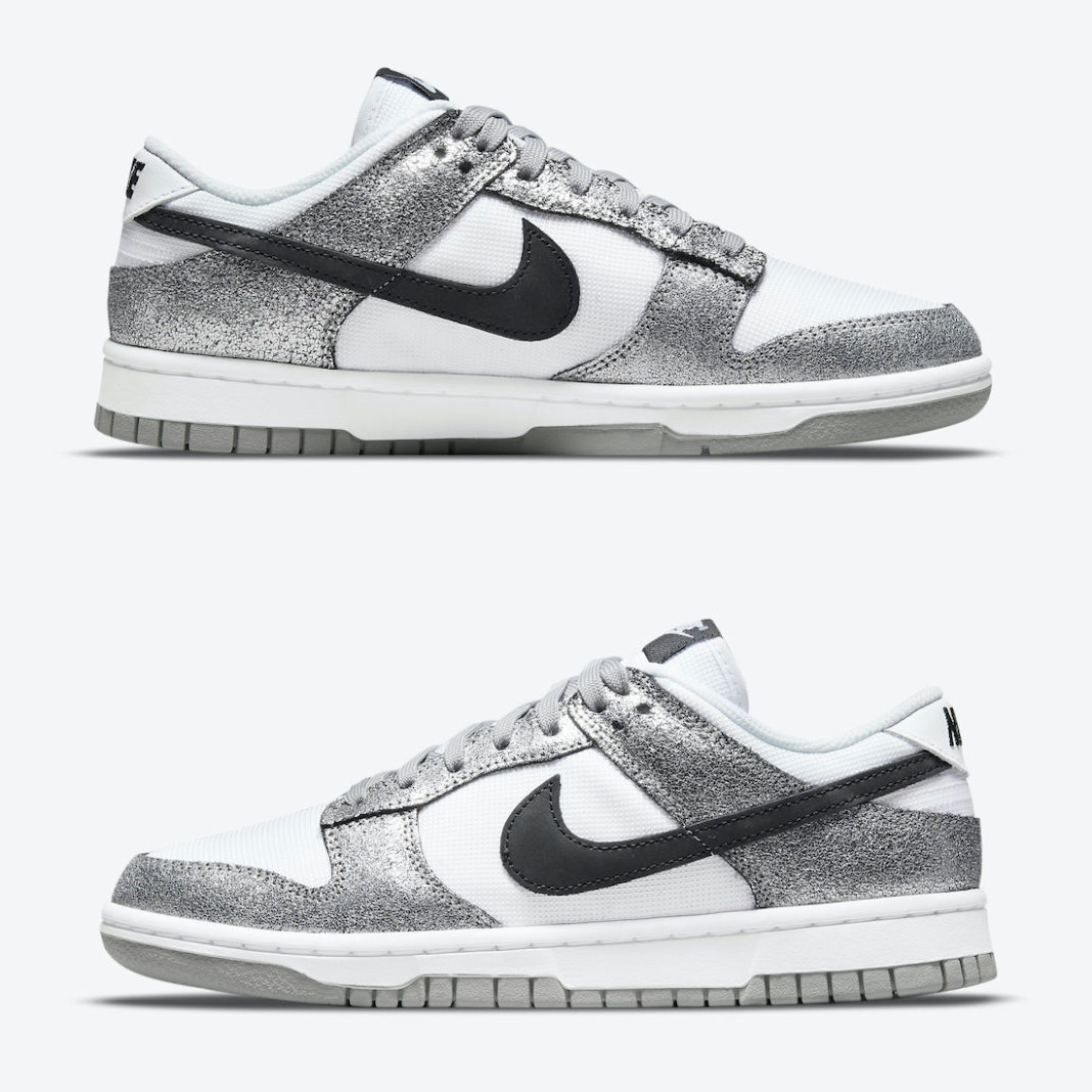 (W) Nike Dunk Low White Metallic Silver 착용 스타일 - 3