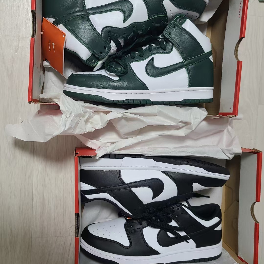Nike Dunk High SP Spartan Green, Nike Dunk Low Retro Black 착용 스타일